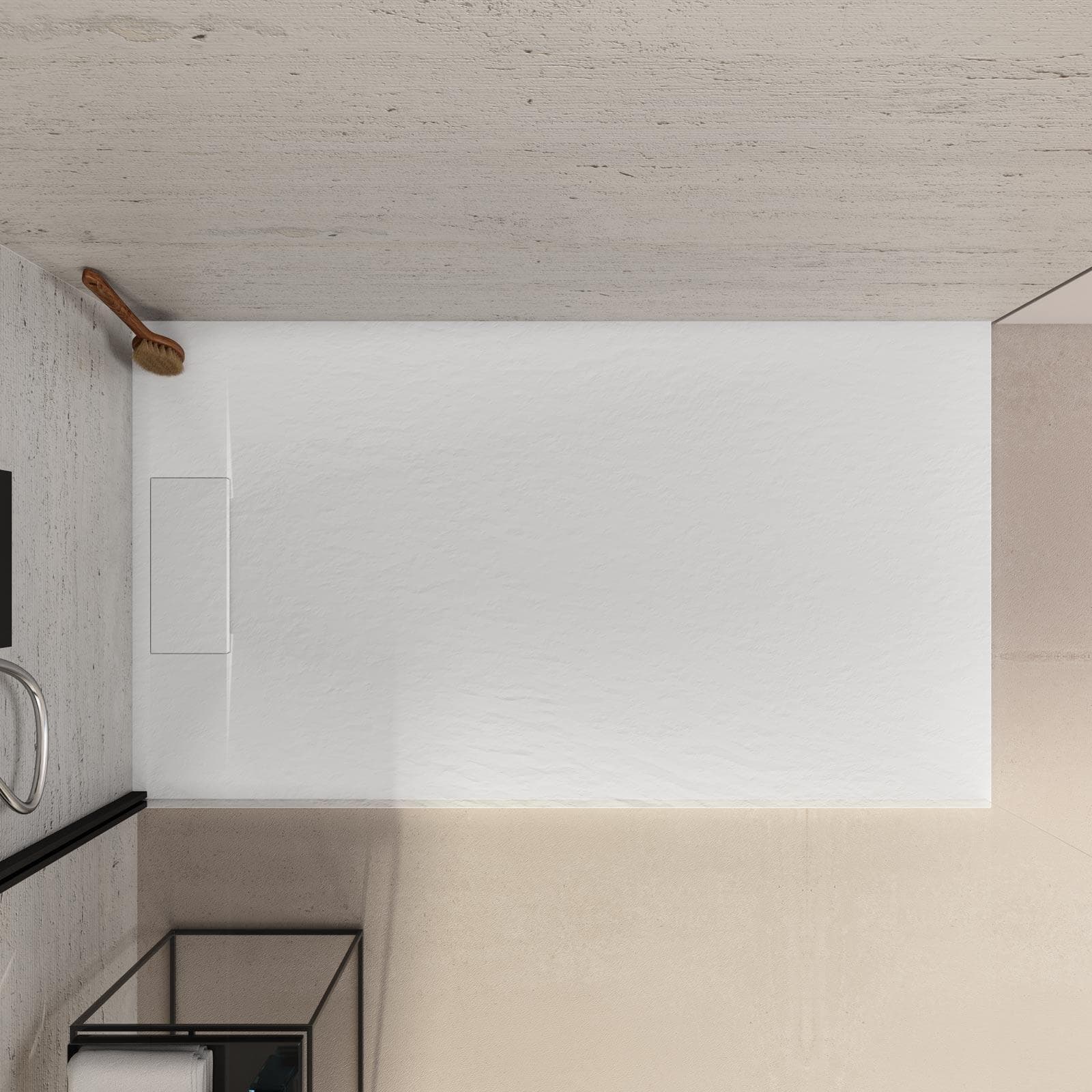 Piatto doccia 140x80 in resina effetto pietra ardesia bianco - Kalf