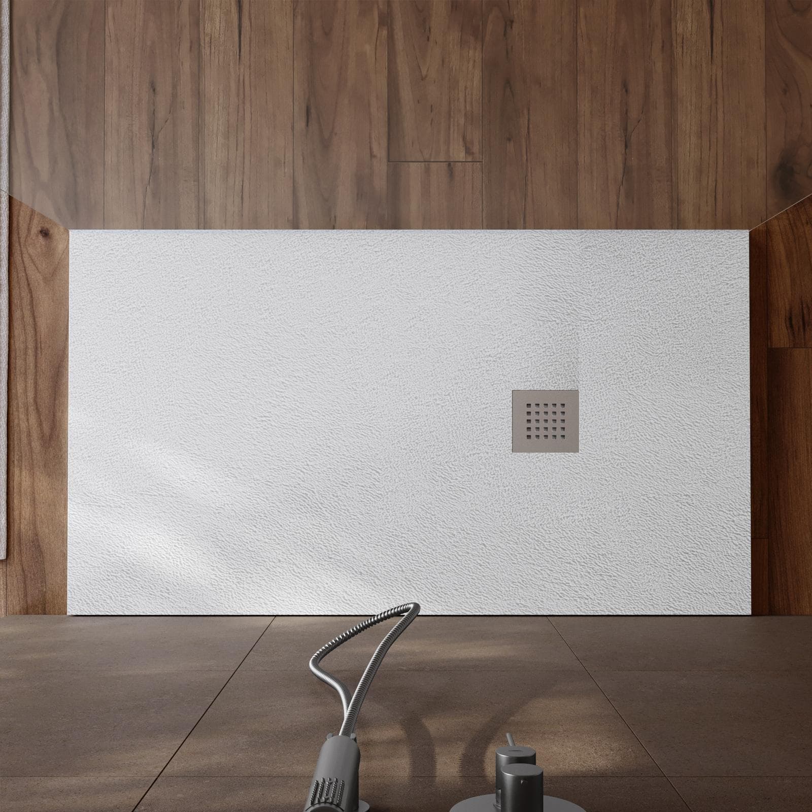 Piatto doccia 150x100 cm bianco effetto pietra riducibile - Liat
