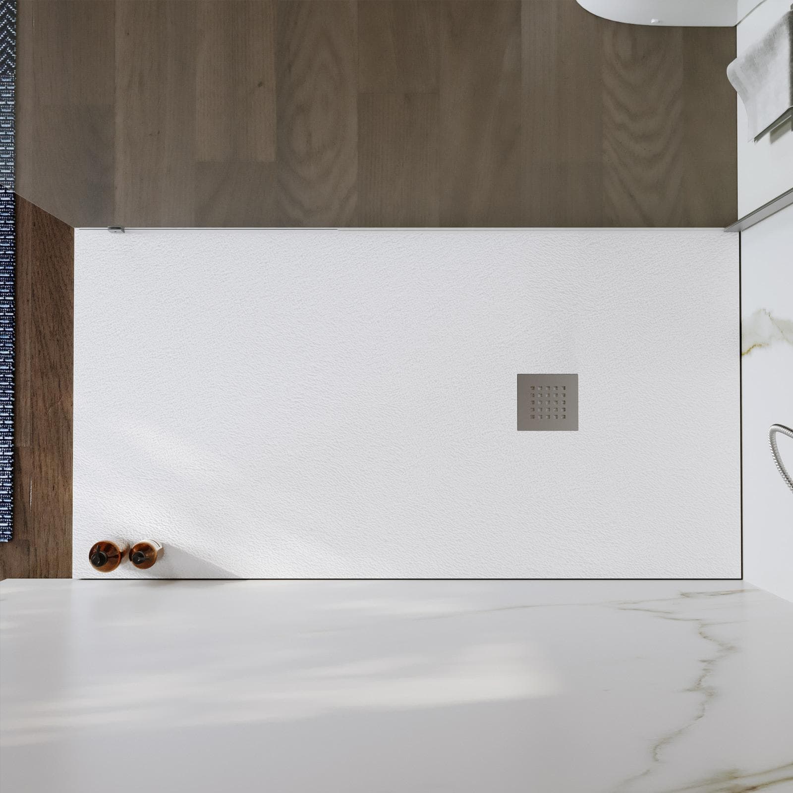 Piatto doccia 150x70 cm bianco effetto pietra riducibile - Liat