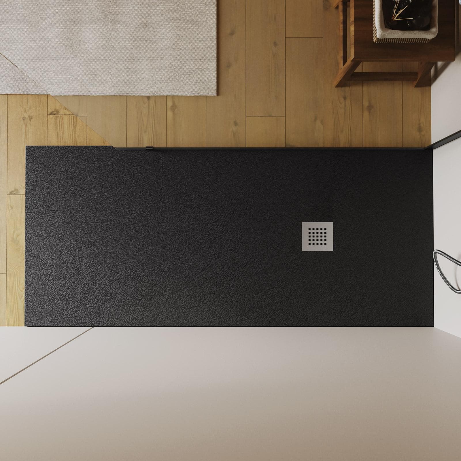 Piatto doccia 170x70 cm antracite effetto pietra riducibile - Liat