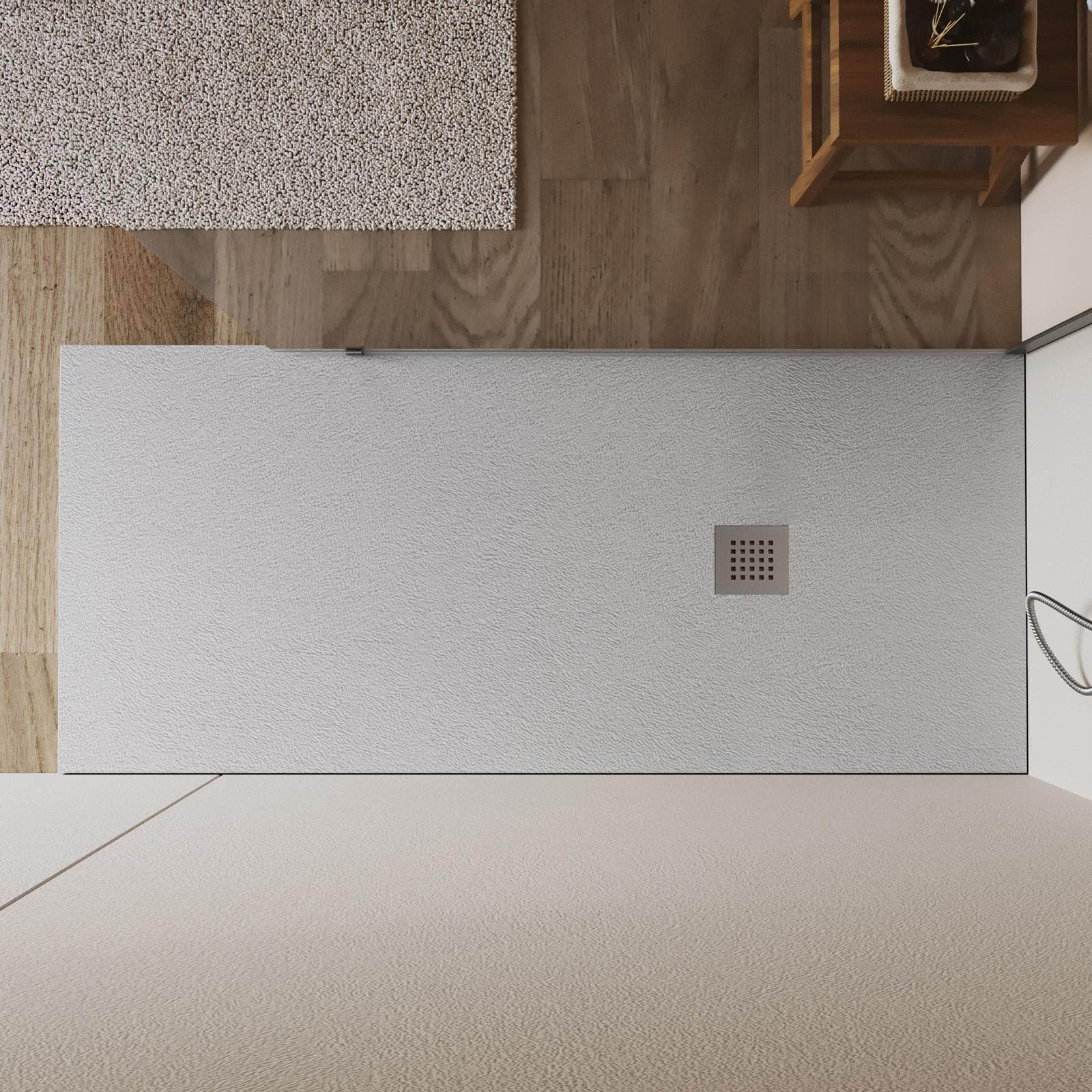 Piatto doccia 170x90 cm grigio effetto pietra riducibile - Liat