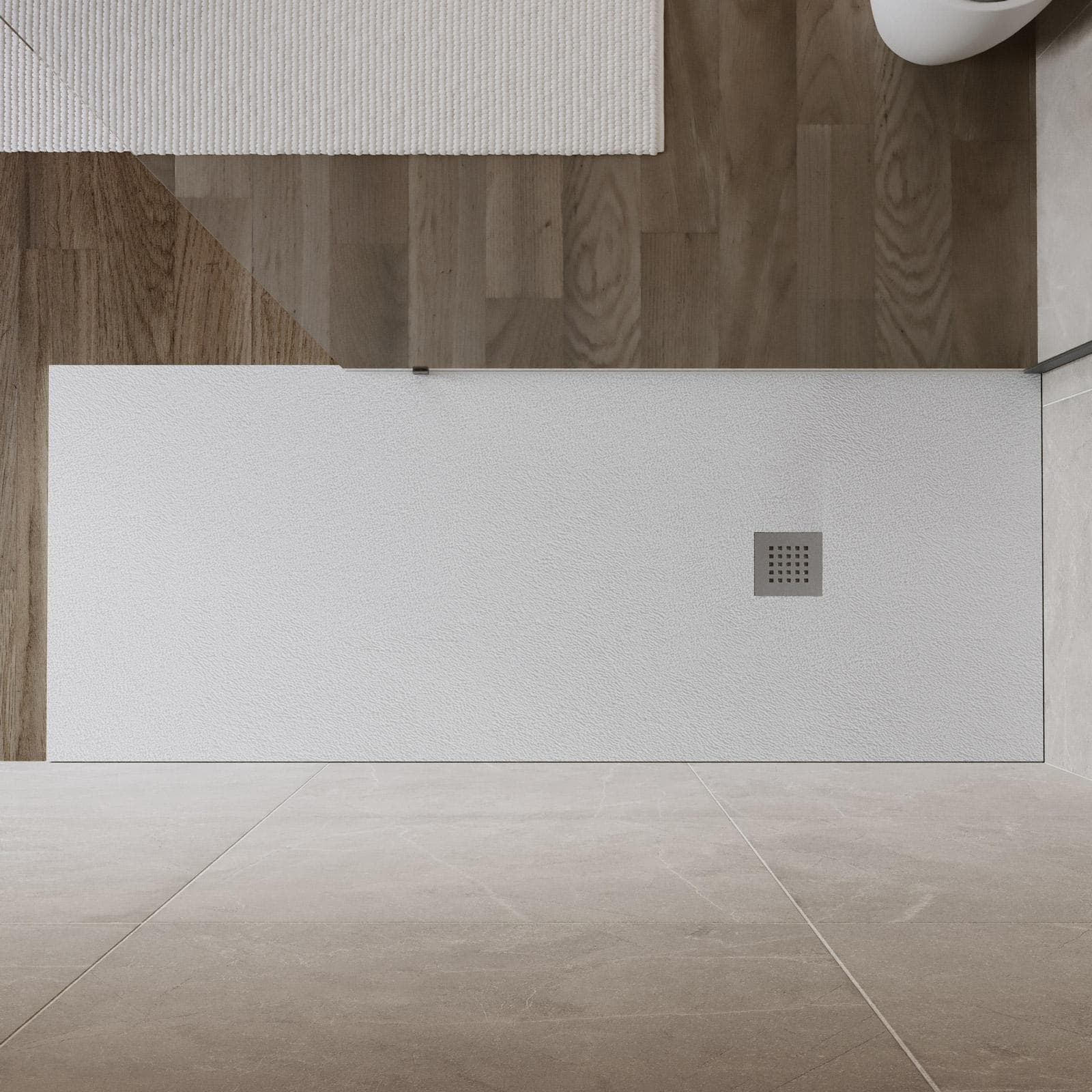 Piatto doccia 200x100 cm bianco effetto pietra riducibile - Liat