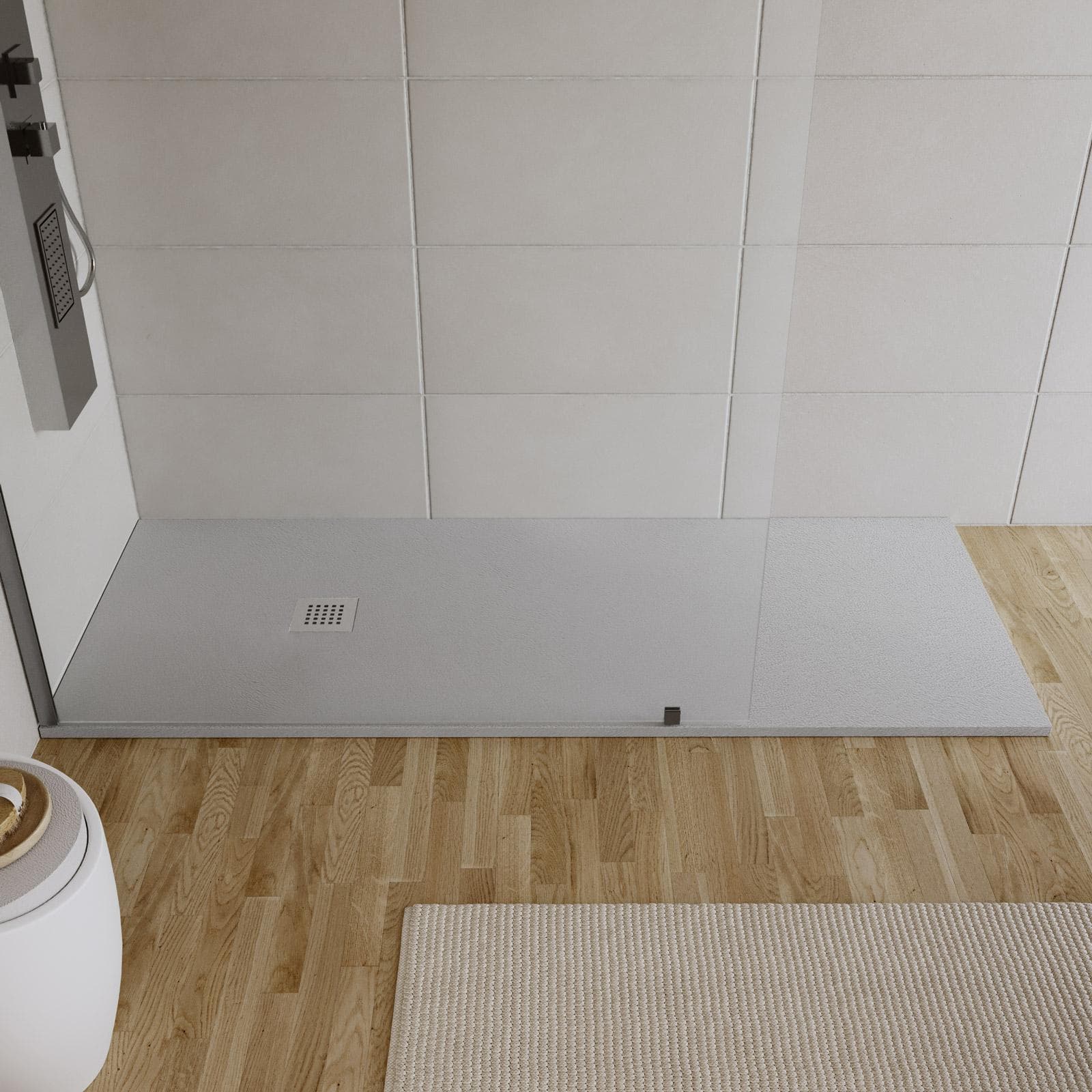 Piatto doccia 200x90 cm grigio effetto pietra riducibile - Liat