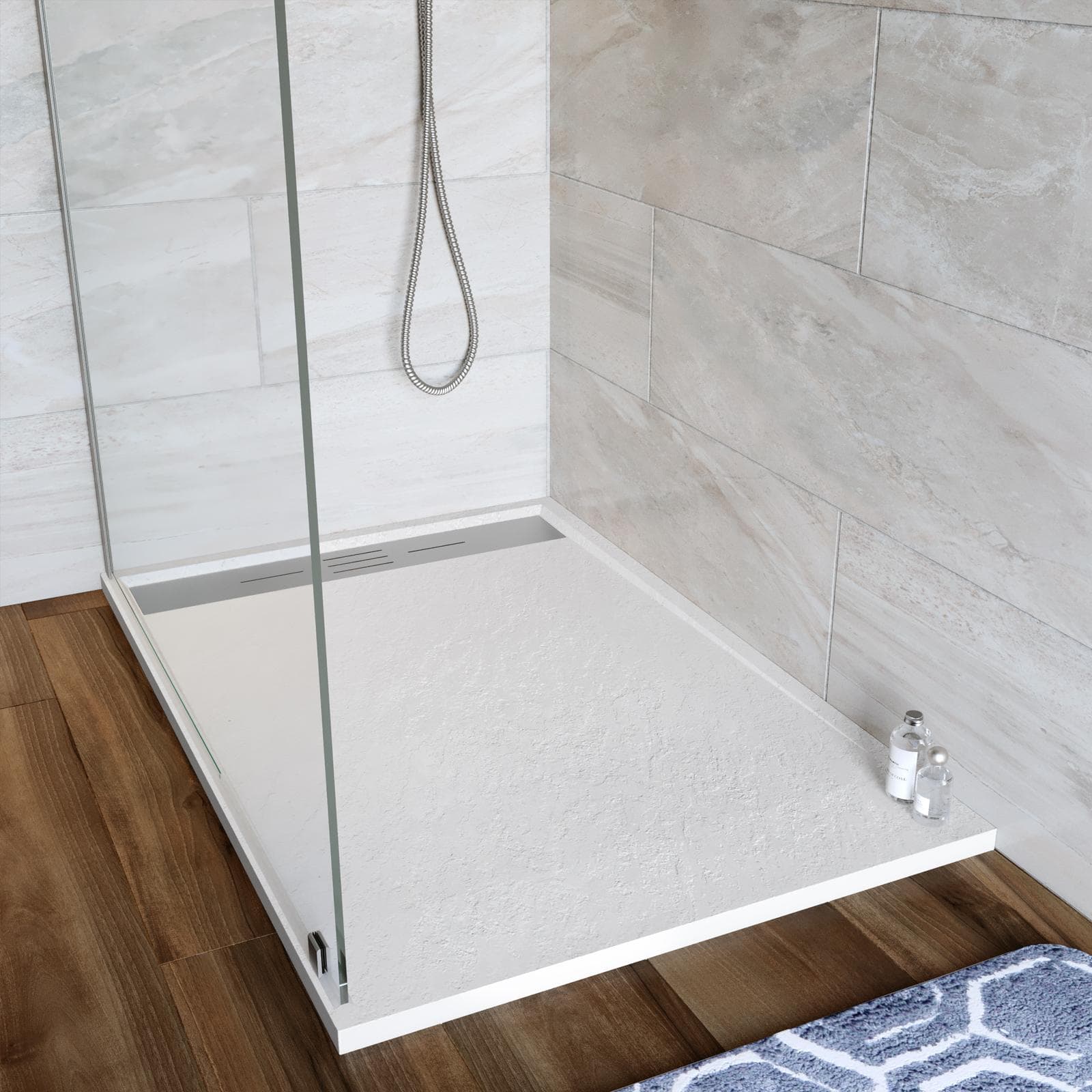 Piatto doccia 70x120 cm bianco effetto pietra riducibile - Trey