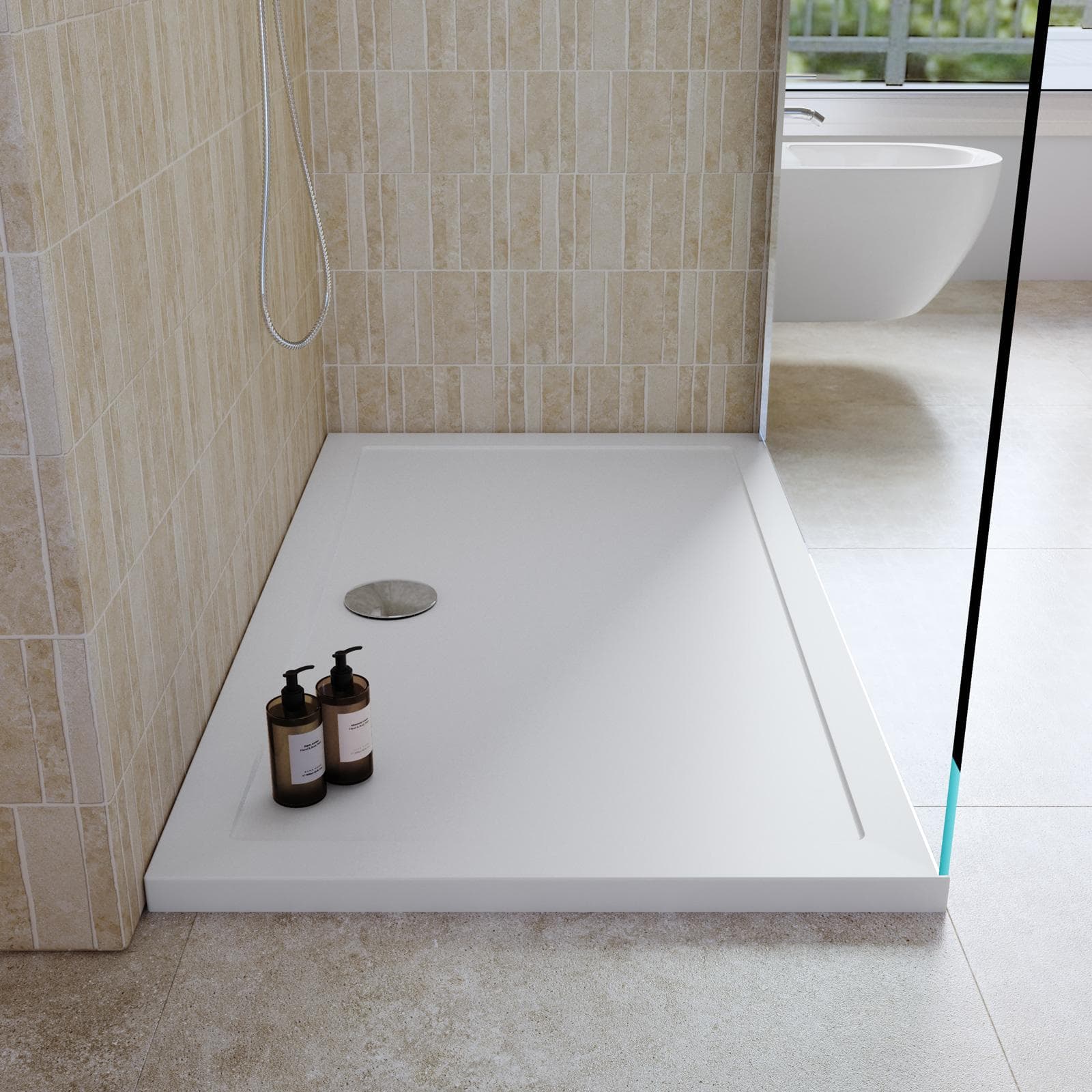 Piatto doccia 80x140 cm altezza 4 cm in resina - Zeke