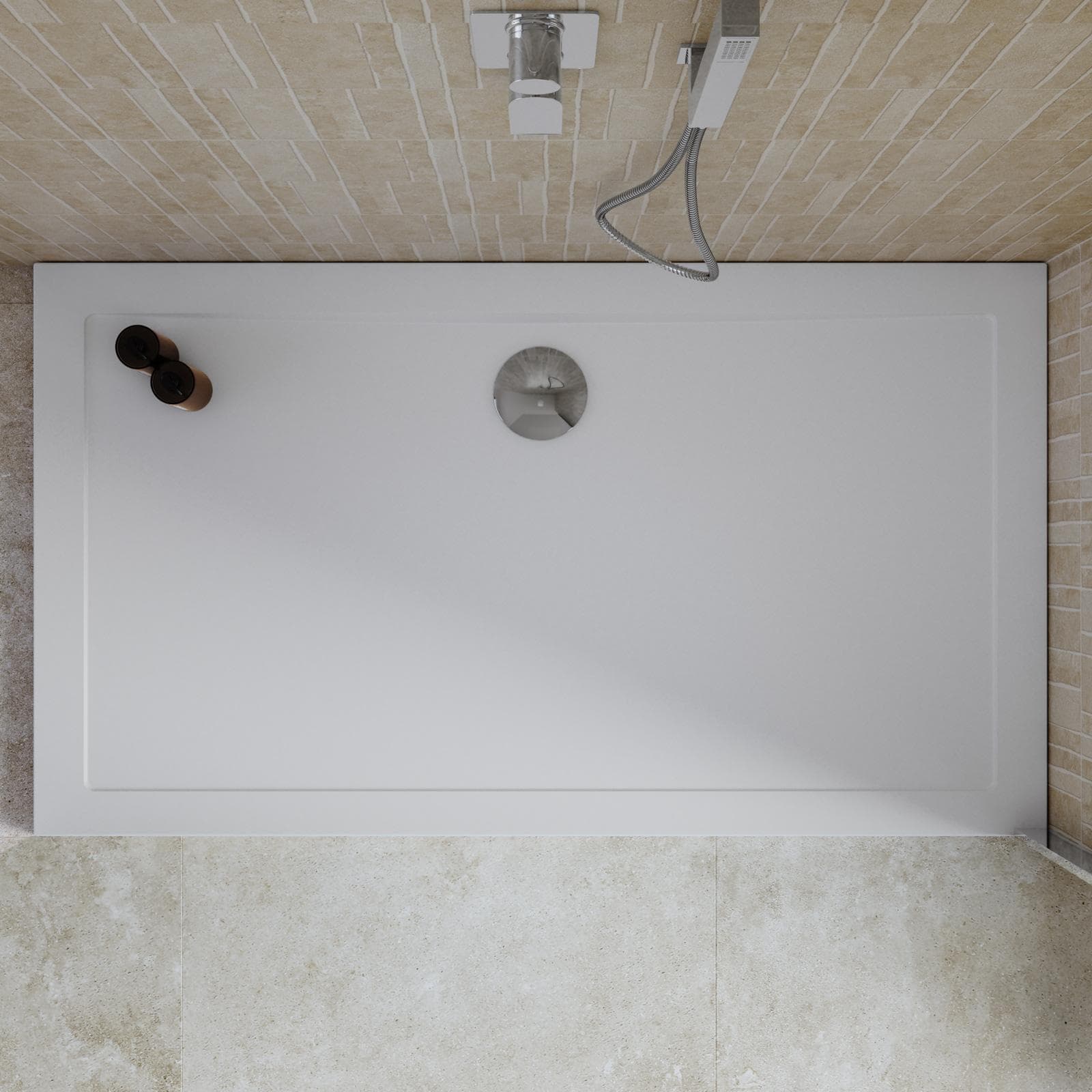 Piatto doccia 80x140 cm altezza 4 cm in resina - Zeke