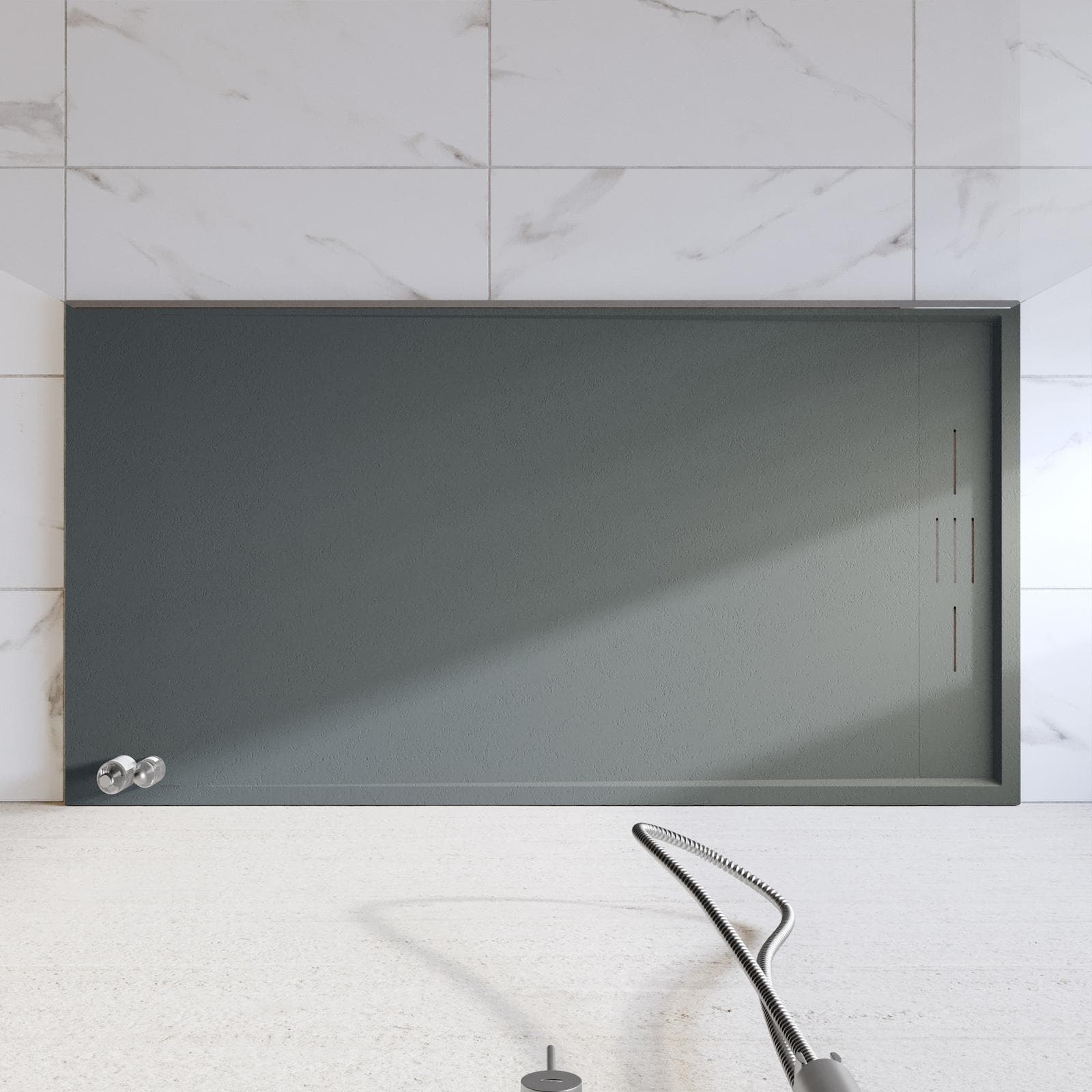 Piatto doccia 80x150 cm grigio scuro effetto pietra riducibile - Block