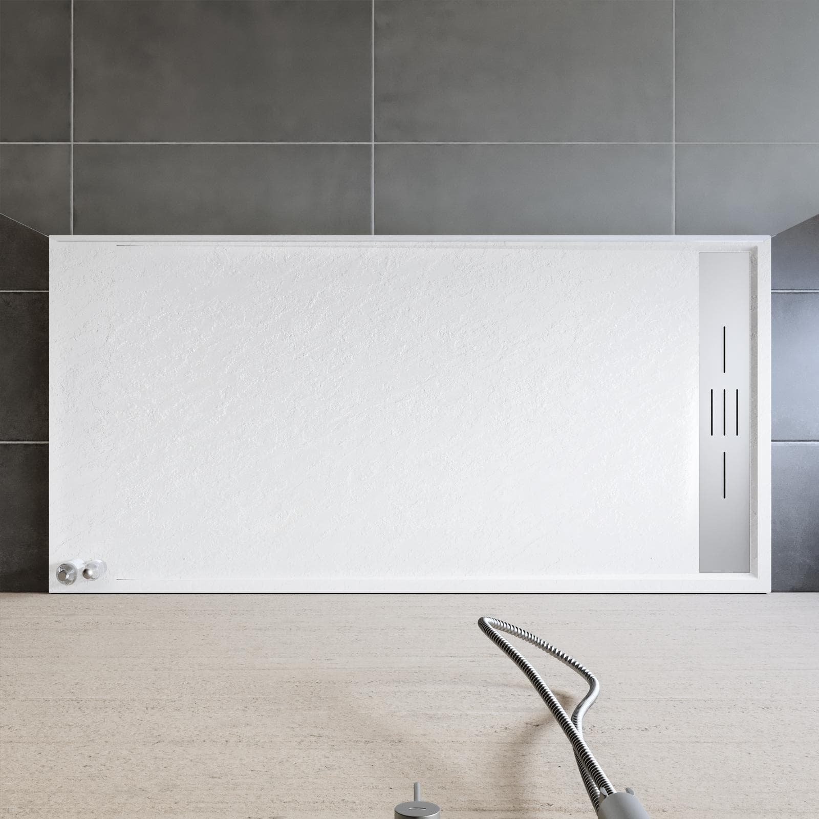 Piatto doccia 80x160 cm bianco effetto pietra riducibile - Trey