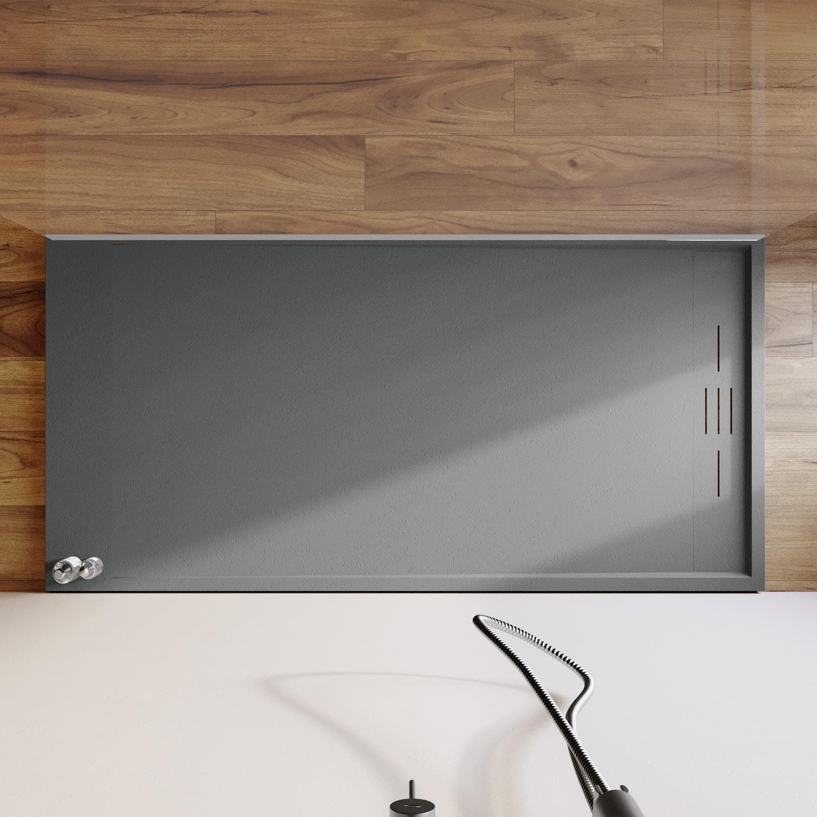Piatto doccia 80x160 cm grigio scuro effetto pietra riducibile - Block