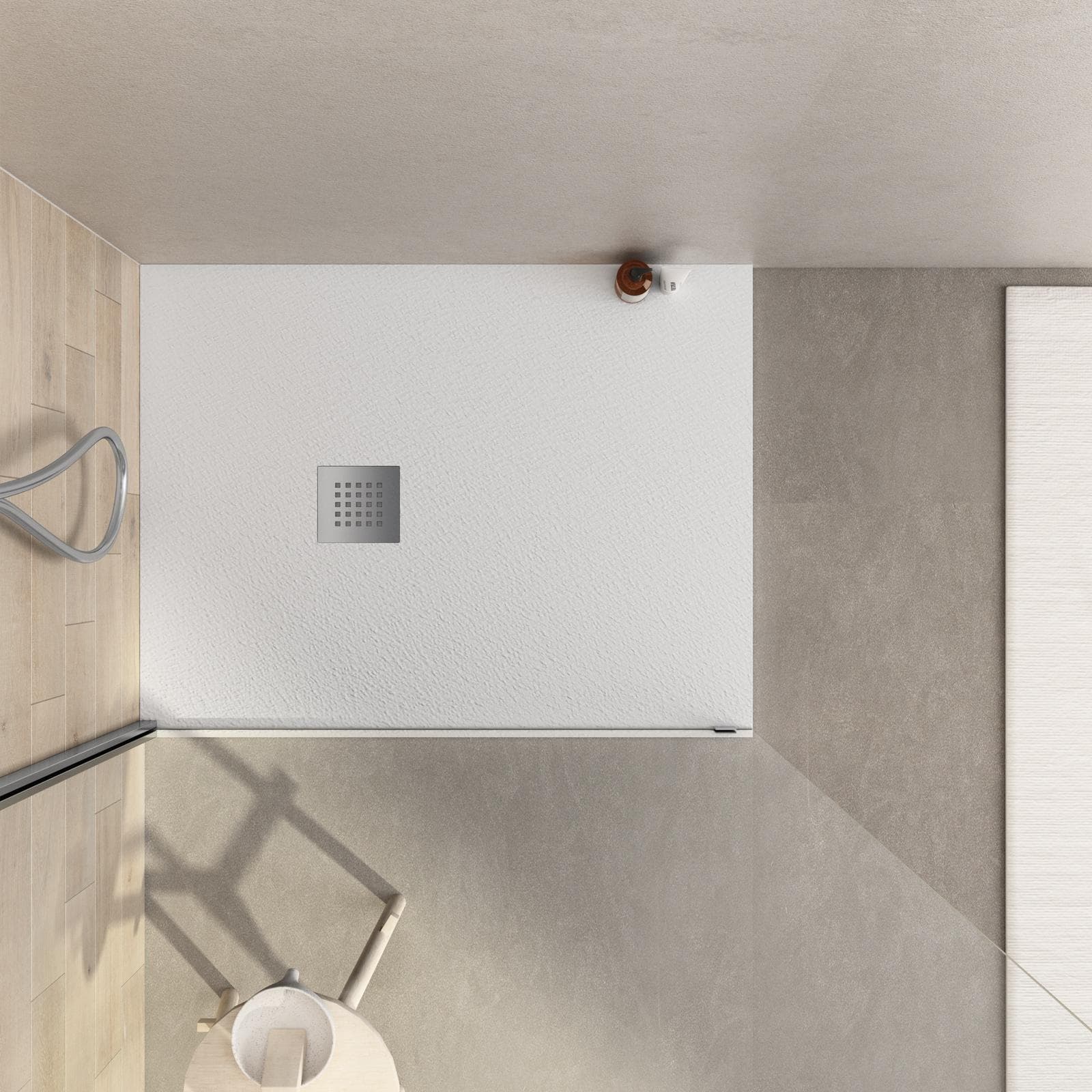 Piatto doccia 80x70 cm bianco effetto pietra riducibile - Liat
