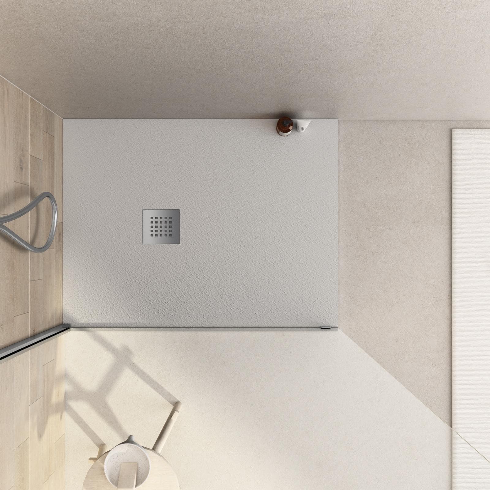 Piatto doccia 80x70 cm grigio effetto pietra riducibile - Liat