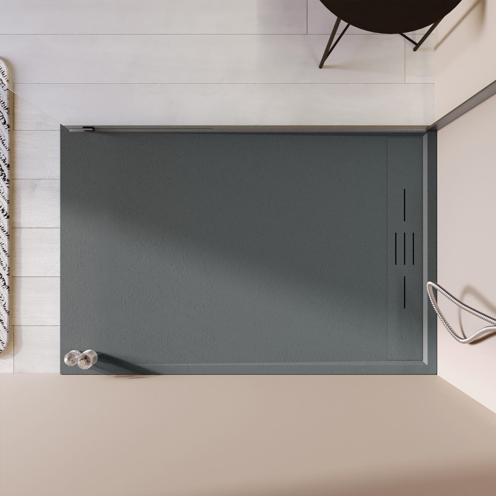Piatto doccia 90x120 cm grigio scuro effetto pietra riducibile - Block