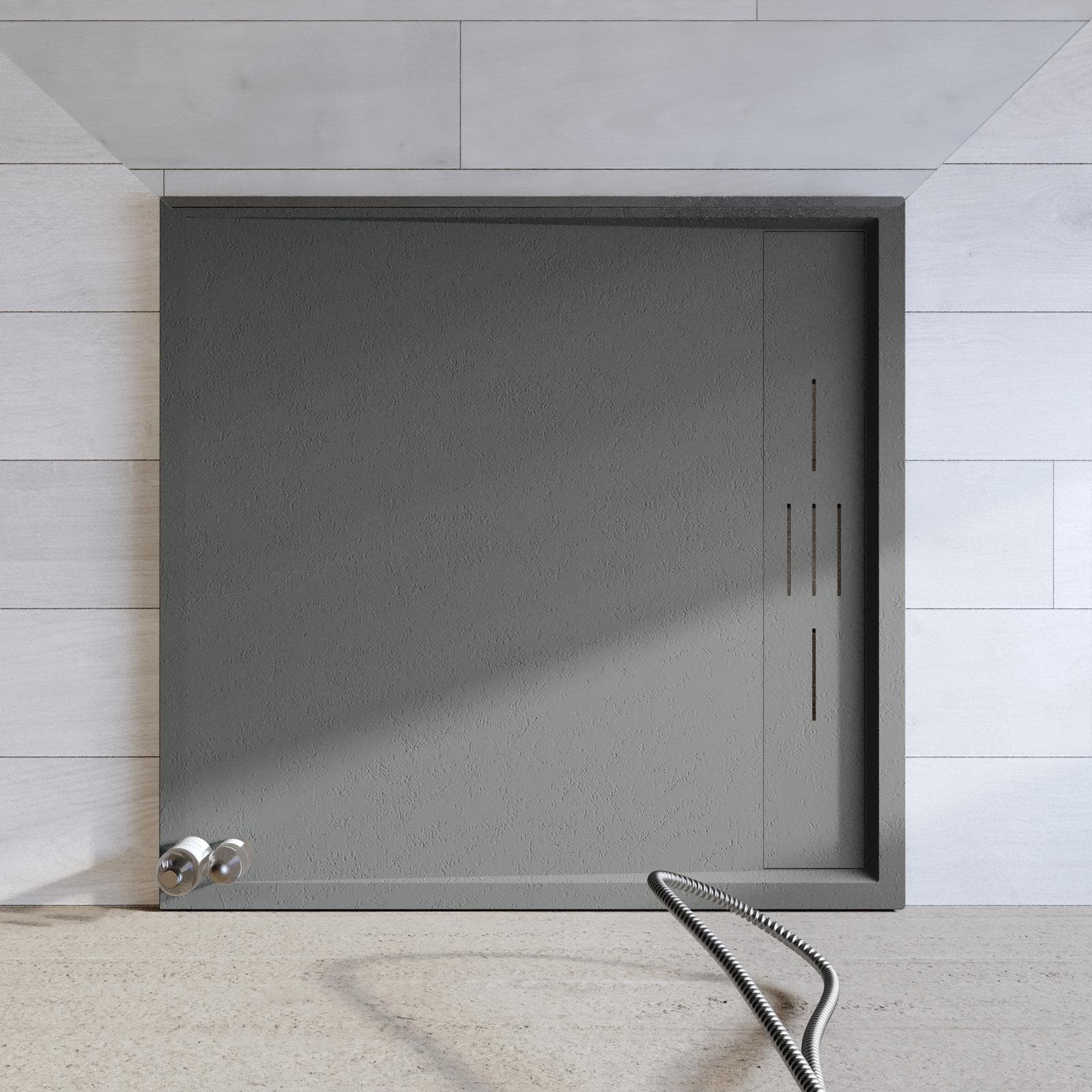 Piatto doccia 90x90 cm grigio scuro effetto pietra riducibile - Block