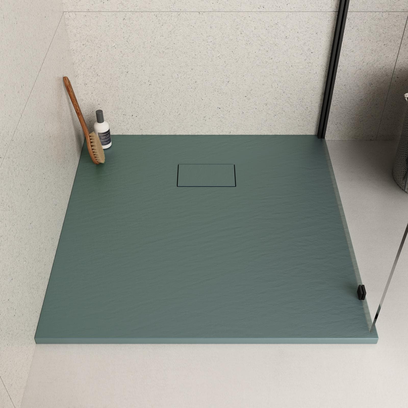 Piatto doccia 90x90 cm ultraslim riducibile verde effetto pietra - Rok