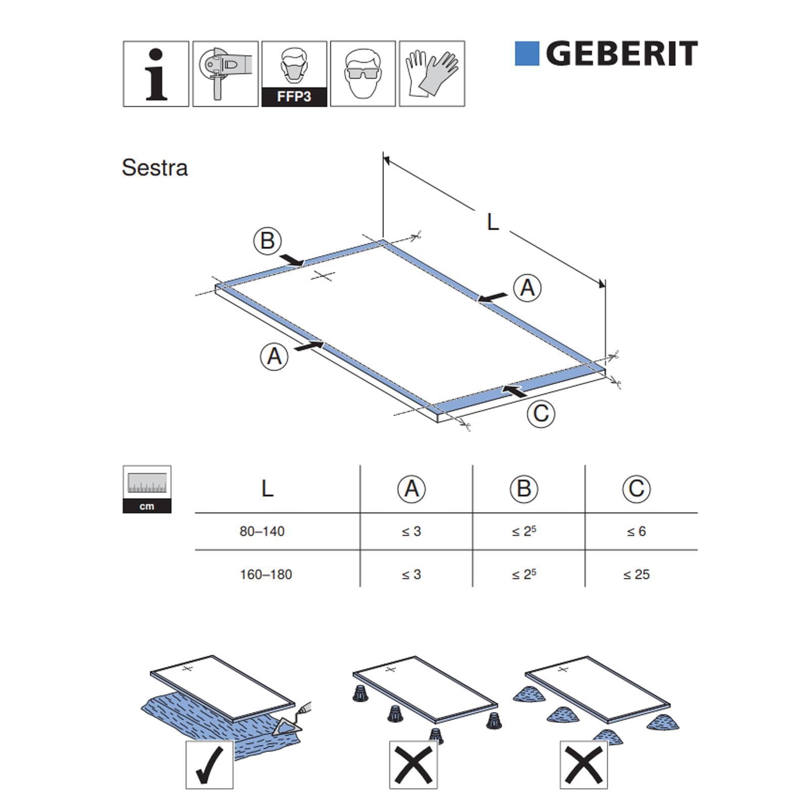 Piatto doccia 90x90 effetto pietra grigio Serie Sestra - Geberit
