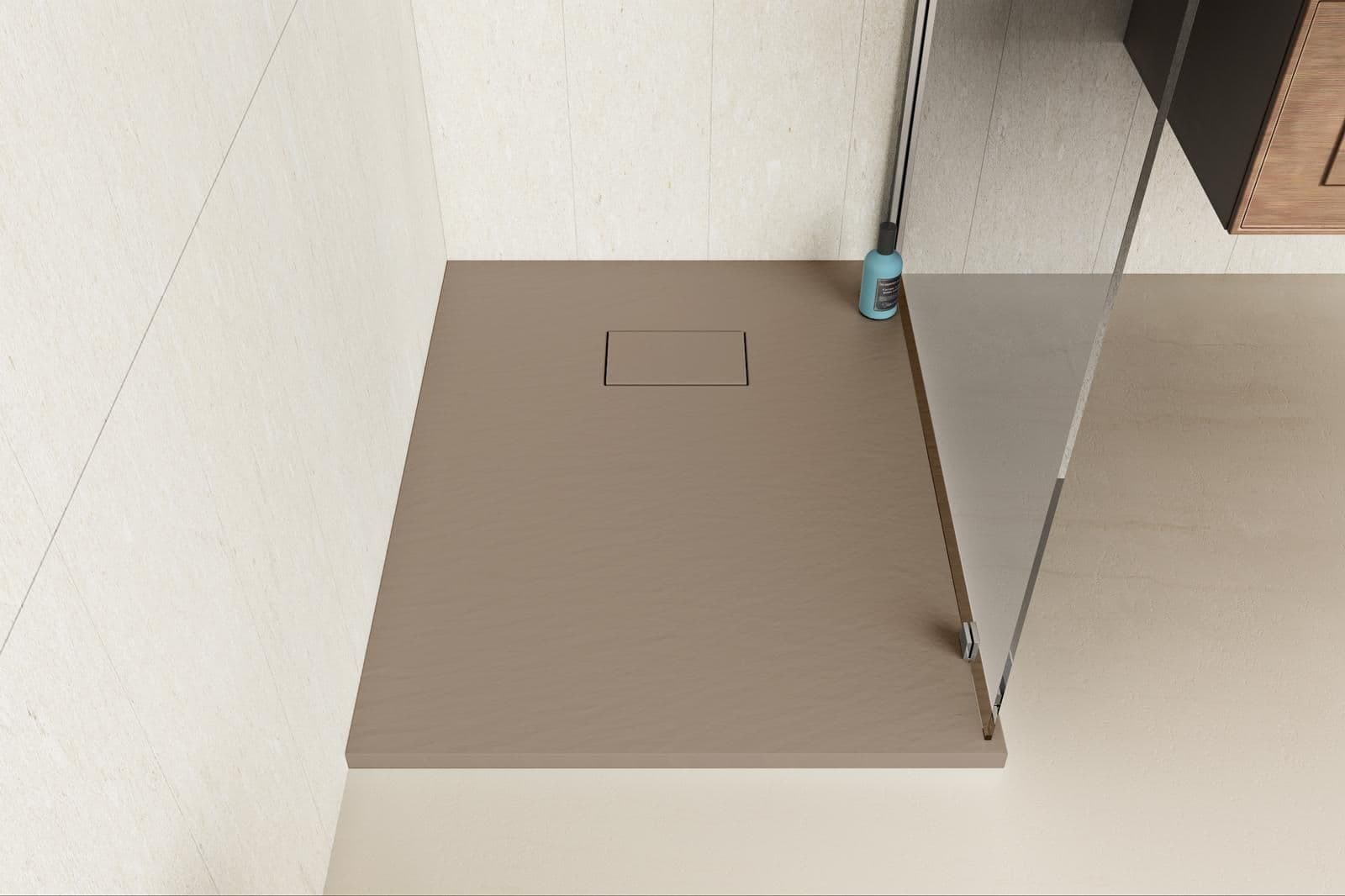 Piatto doccia 100x80 cm ultraslim riducibile cappuccino effetto pietra - Rok