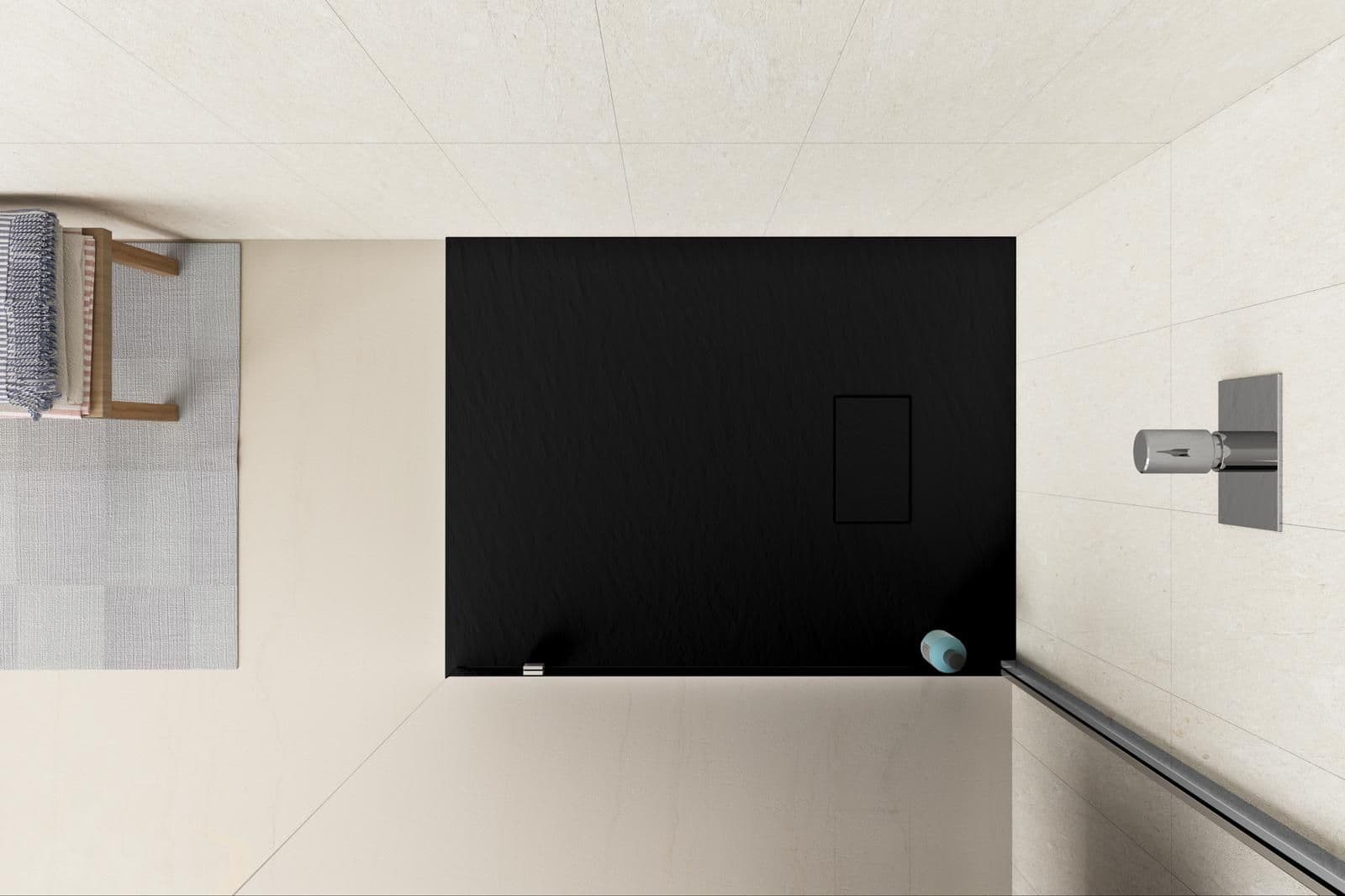 Piatto doccia 100x80 cm ultraslim riducibile nero effetto pietra - Rok