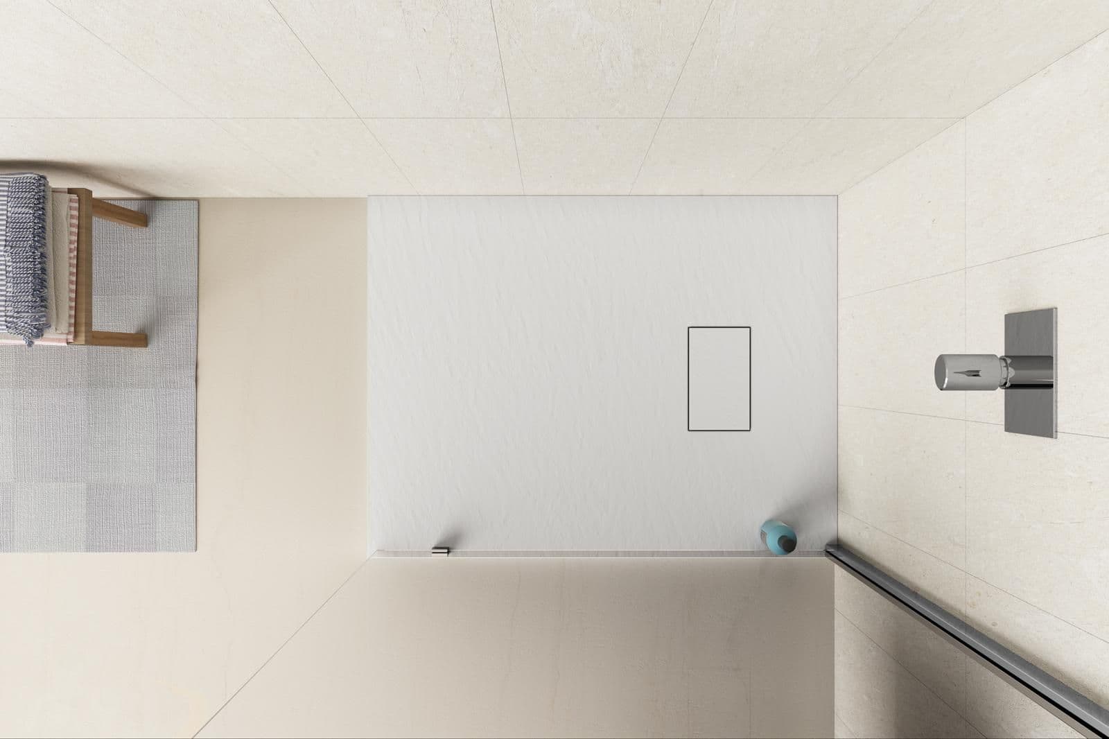 Piatto doccia 100x80 cm ultraslim riducibile bianco effetto pietra - Rok