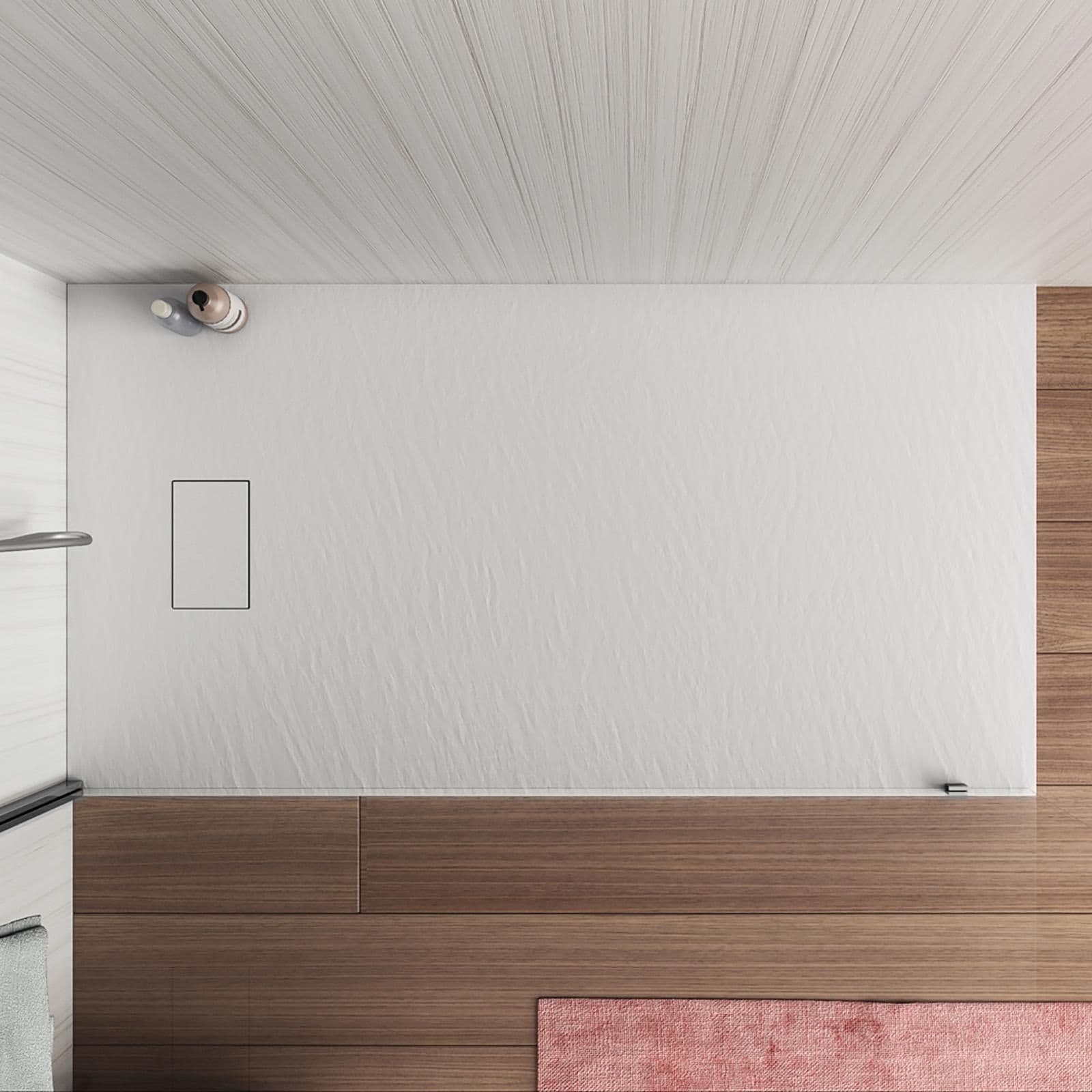 Piatto doccia 120x70 cm ultraslim riducibile bianco effetto pietra - Rok