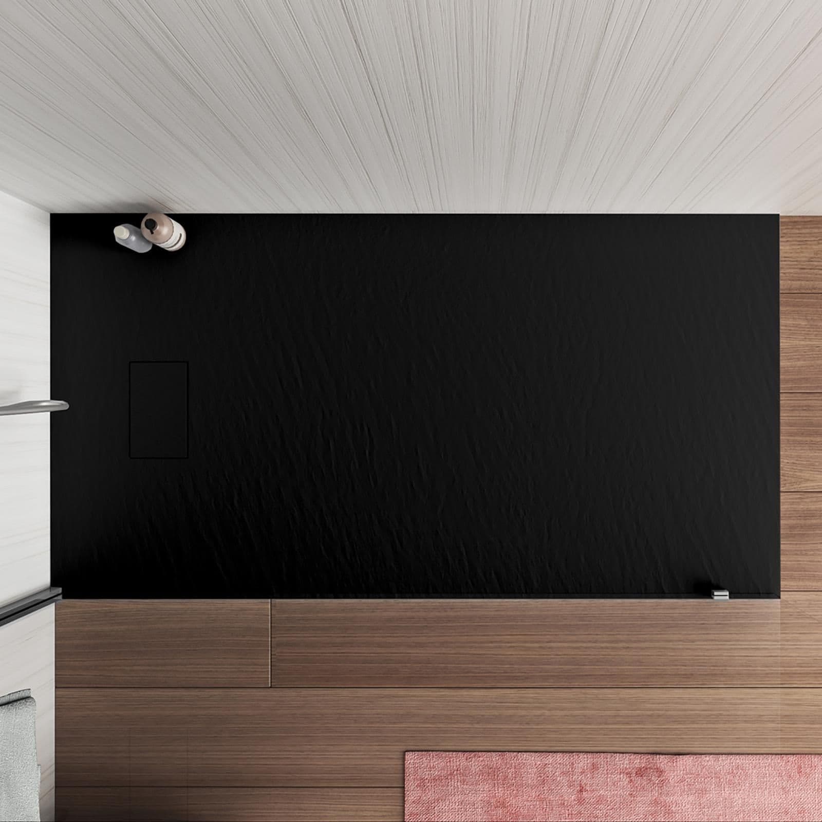 Piatto doccia 140x80 cm ultraslim riducibile nero effetto pietra - Rok