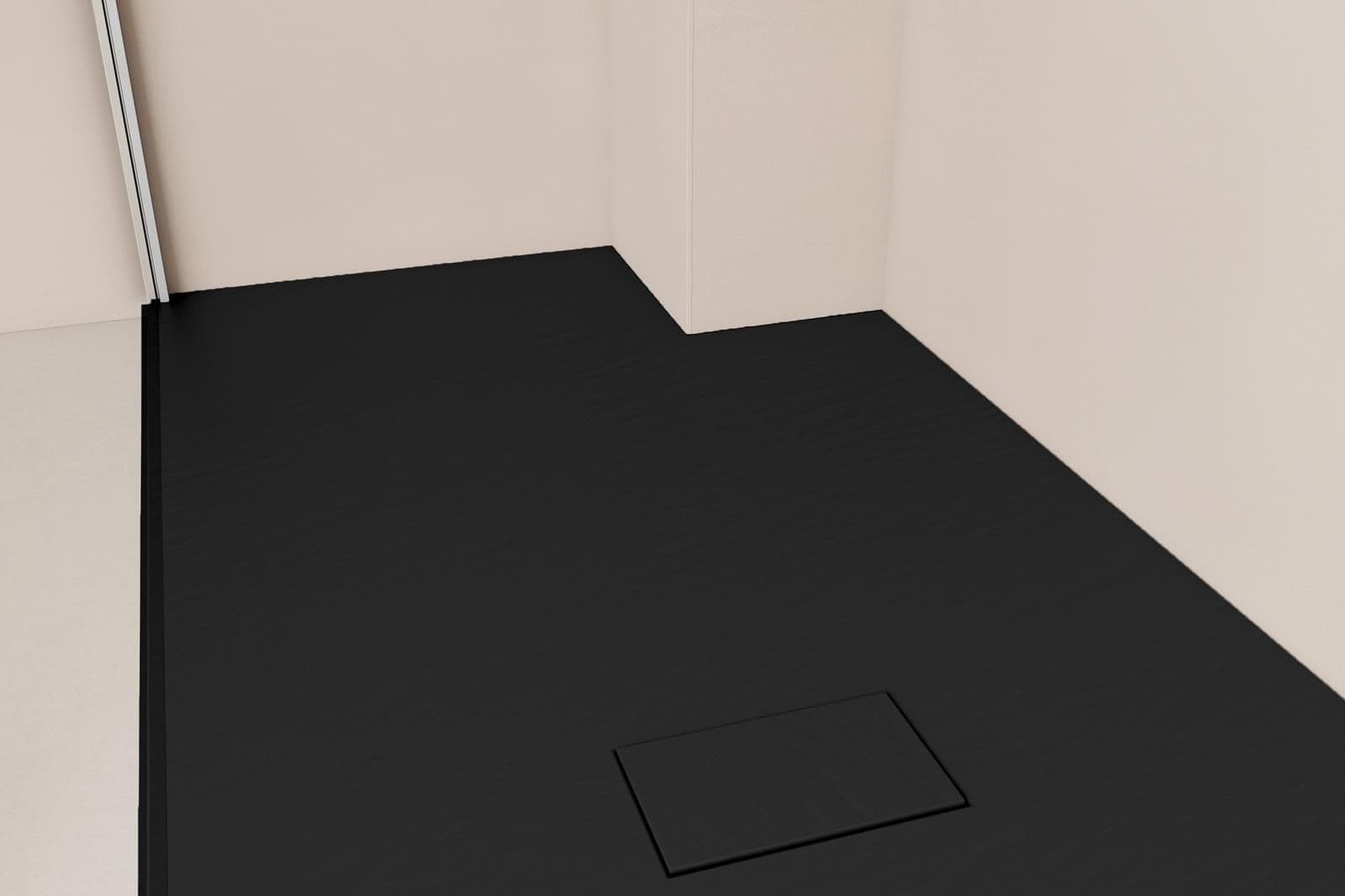 Piatto doccia 140x80 cm ultraslim riducibile nero effetto pietra - Rok