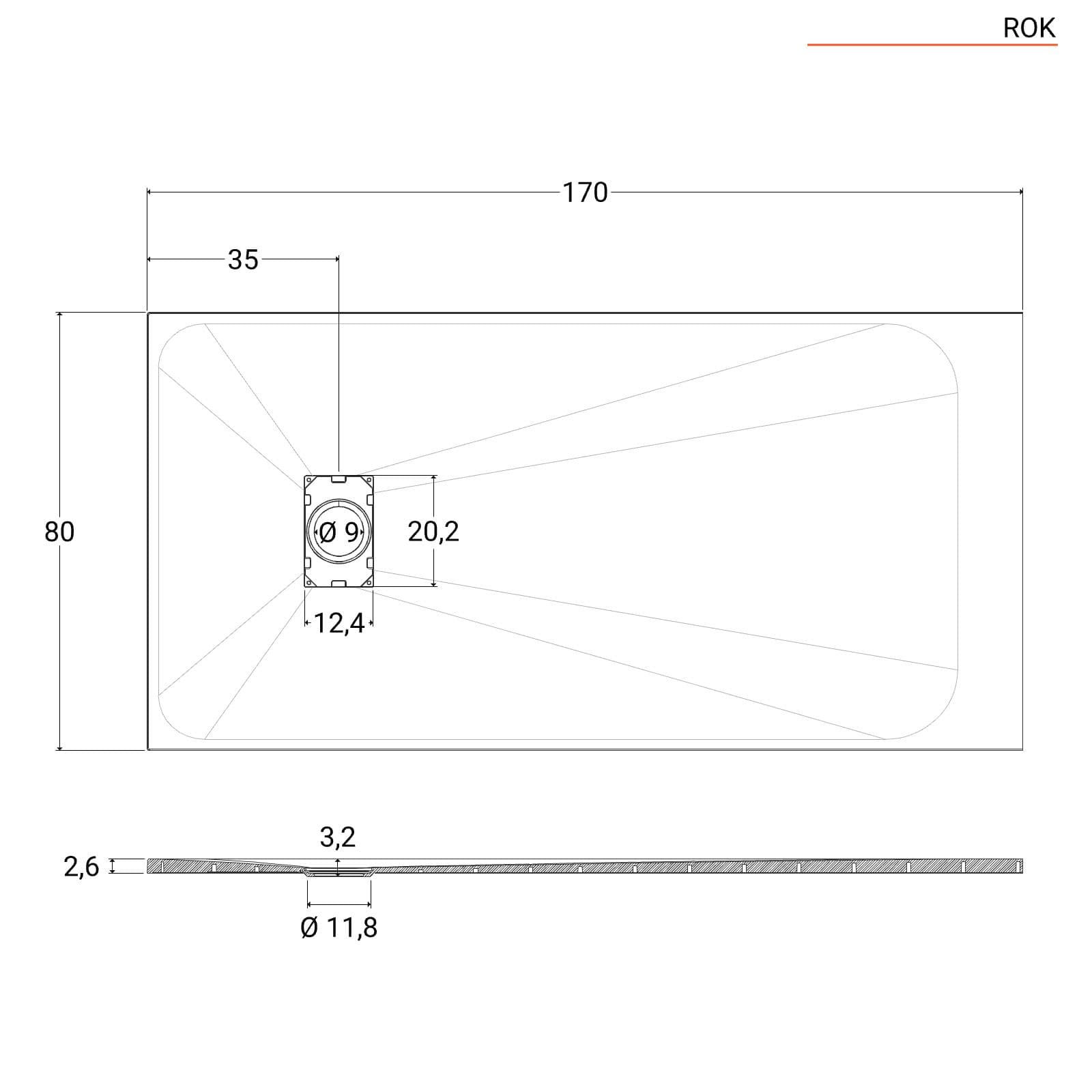 Piatto doccia 170x80 cm ultraslim riducibile bianco effetto pietra - Rok