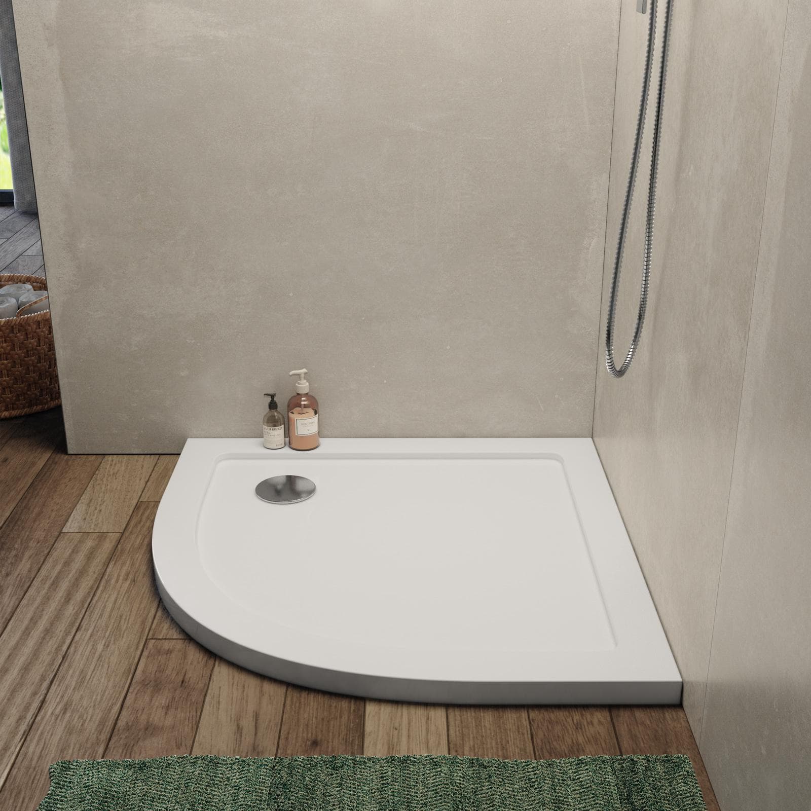 Piatto doccia 80x80 cm semicircolare ultrapiatto altezza 3,5 cm in policril - Prist