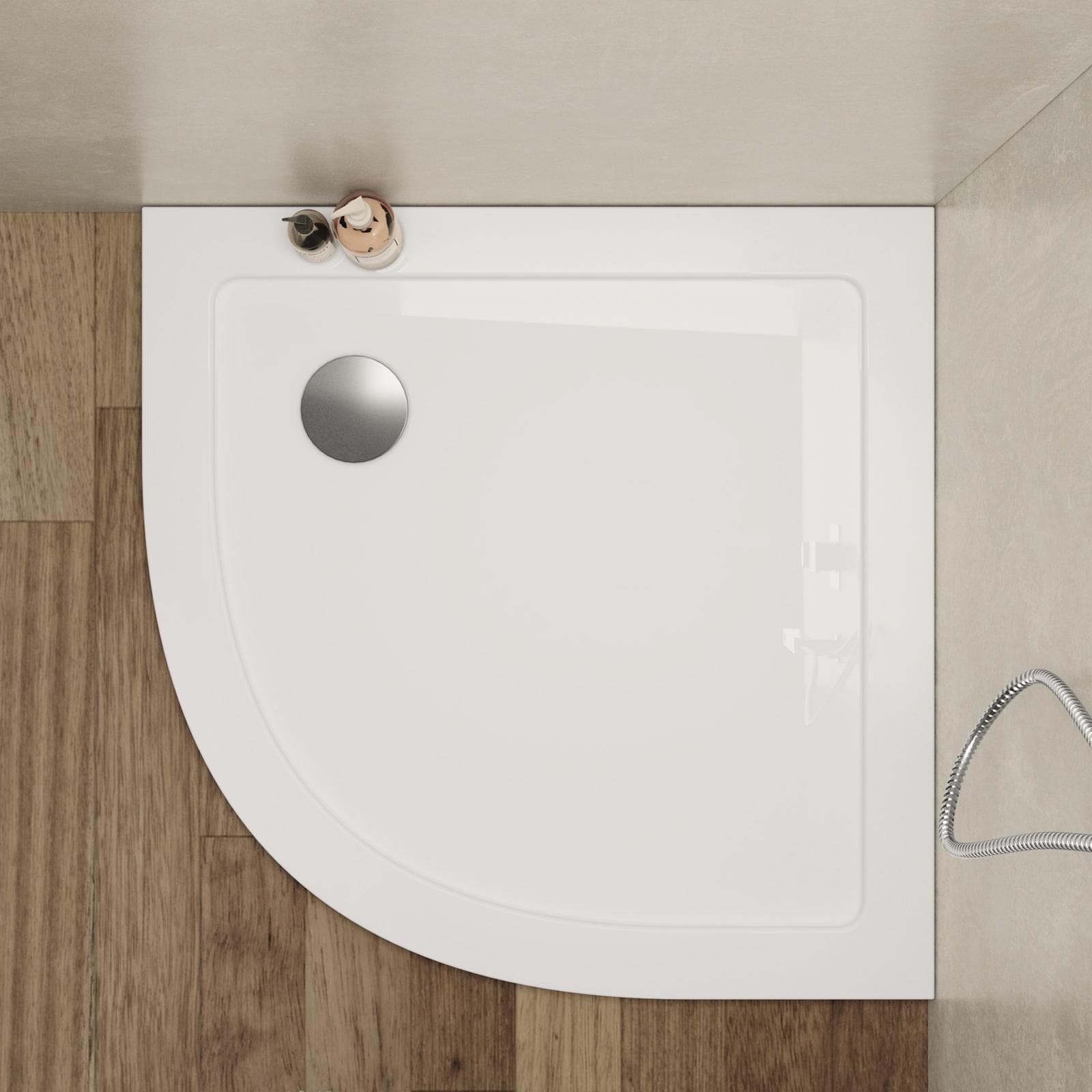Piatto doccia 80x80 cm semicircolare ultrapiatto altezza 3,5 cm in policril - Prist