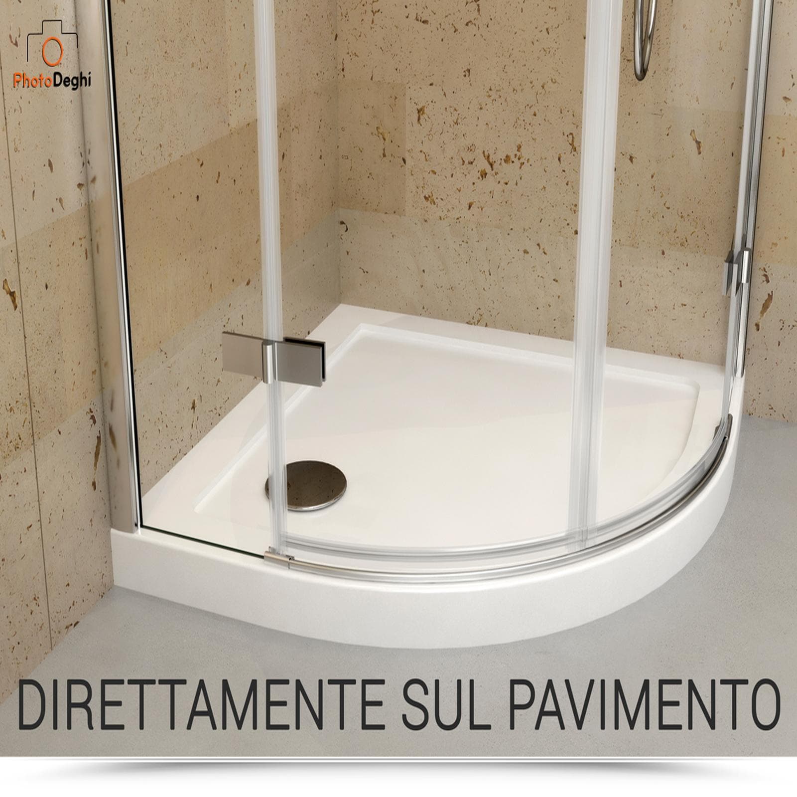 Piatto doccia 80x80 cm semicircolare ultrapiatto altezza 3,5 cm in policril - Prist
