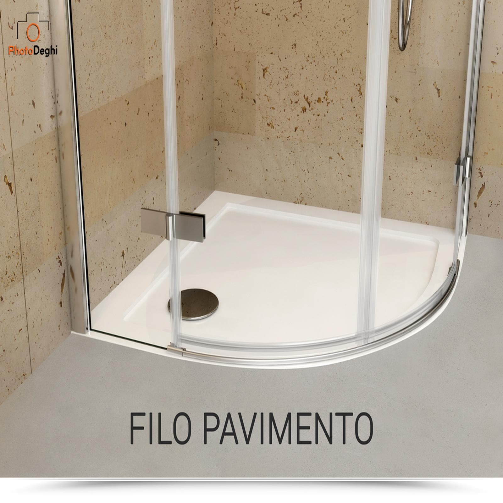 Piatto doccia 80x80 cm semicircolare ultrapiatto altezza 3,5 cm in policril - Prist