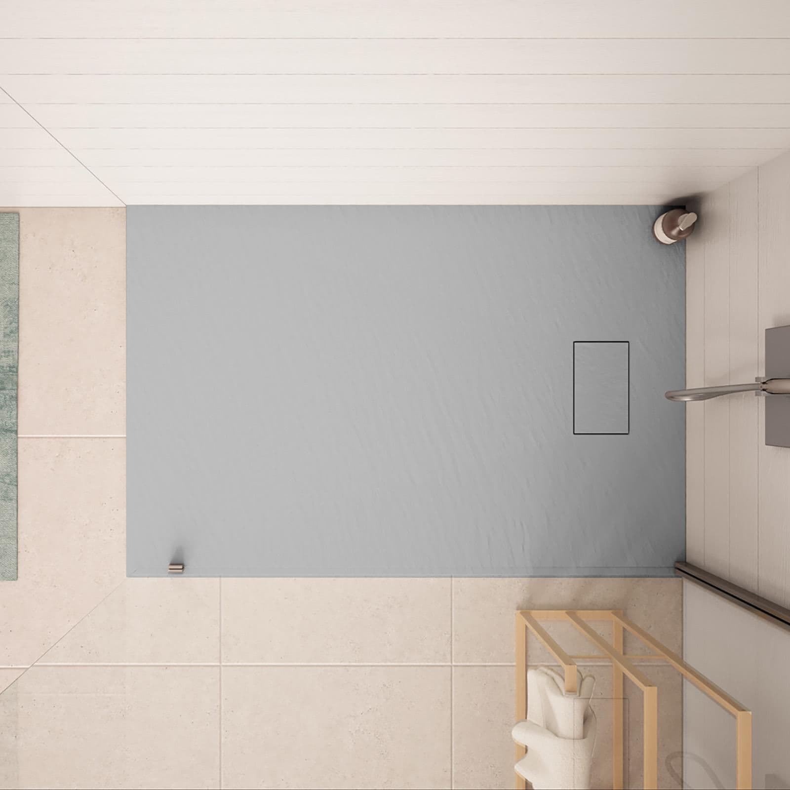 Piatto doccia 120x80 cm ultraslim riducibile grigio effetto pietra - Rok