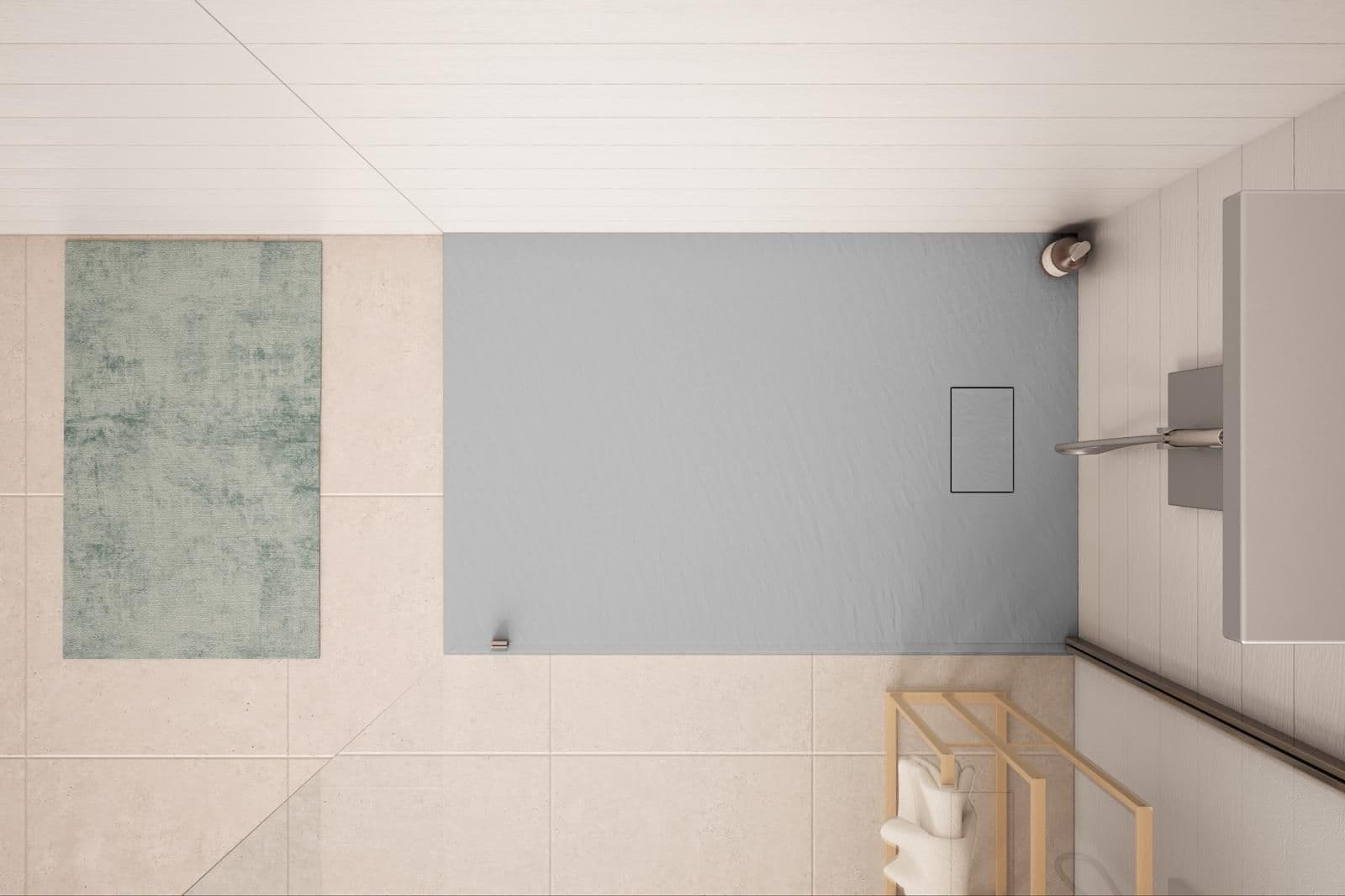 Piatto doccia 120x80 cm ultraslim riducibile grigio effetto pietra - Rok