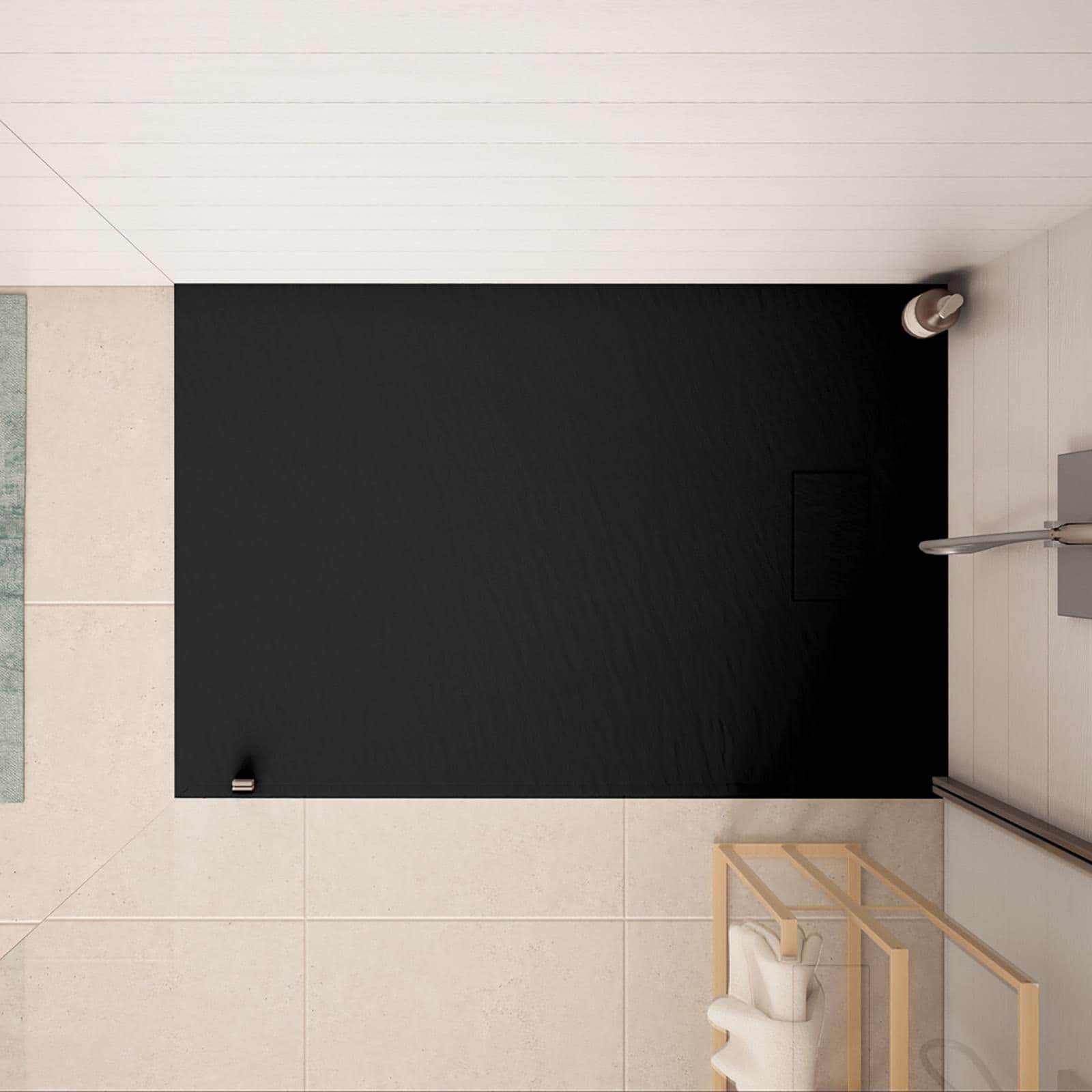 Piatto doccia 120x80 cm ultraslim riducibile nero effetto pietra - Rok
