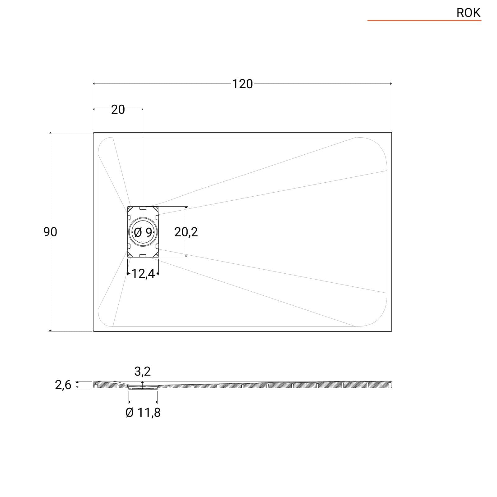 Piatto doccia 120x90 cm ultraslim riducibile bianco effetto pietra - Rok