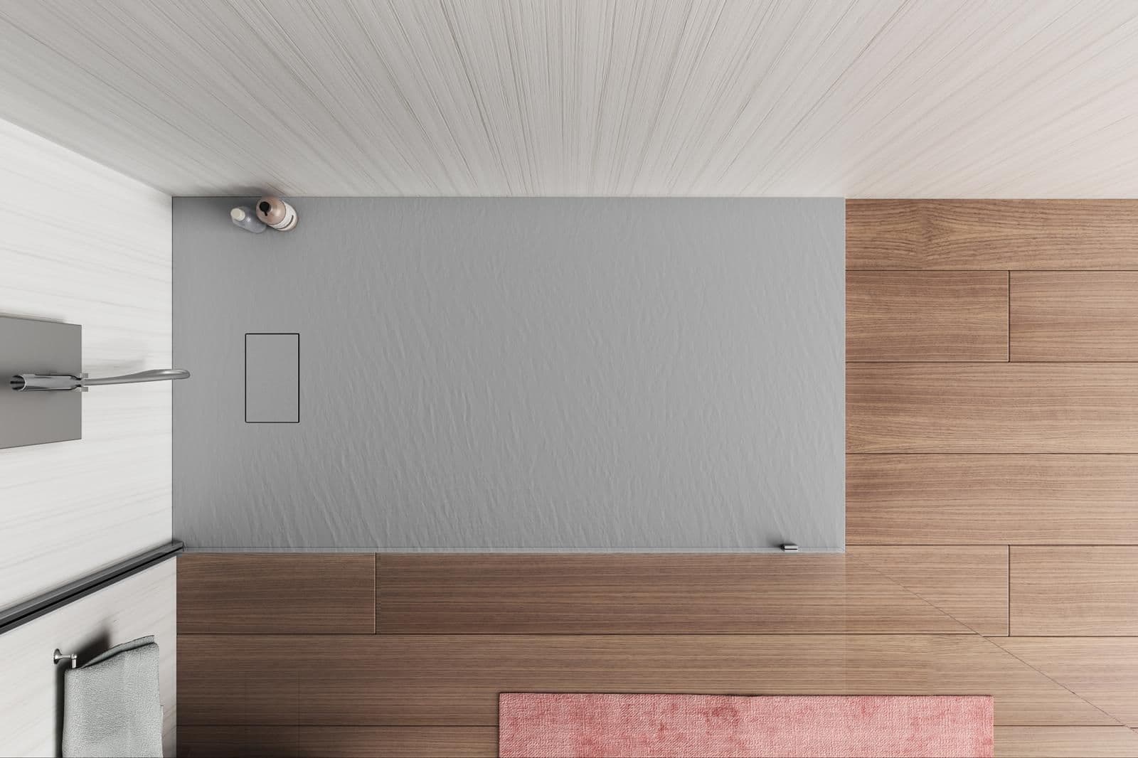 Piatto doccia 150x80 cm ultraslim riducibile grigio effetto pietra - Rok