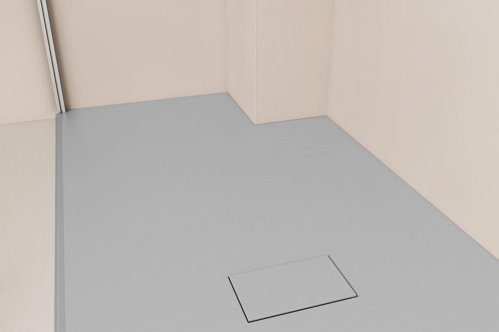 Piatto doccia 160x70 cm ultraslim riducibile grigio effetto pietra - Rok