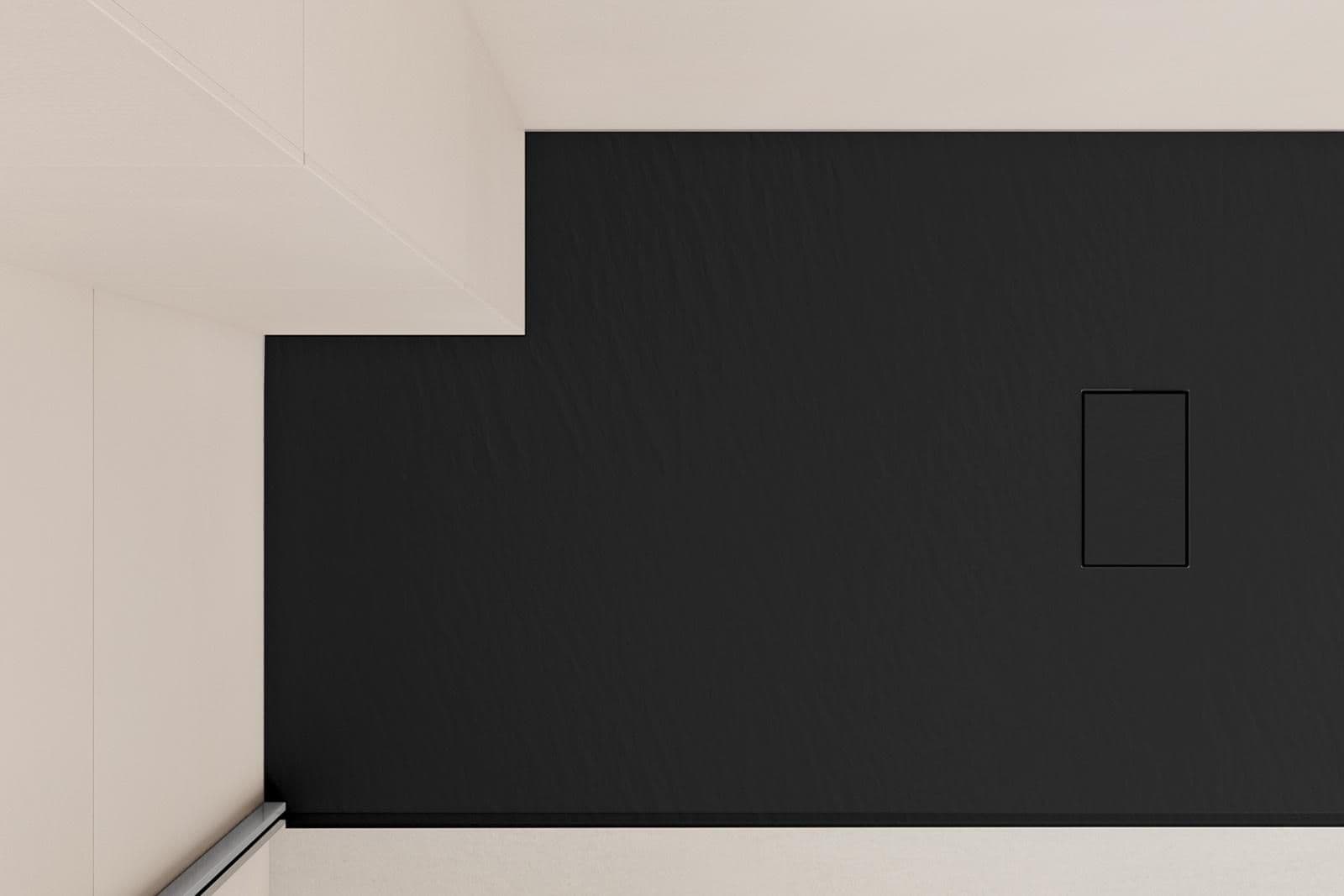 Piatto doccia 160x70 cm ultraslim riducibile nero effetto pietra - Rok