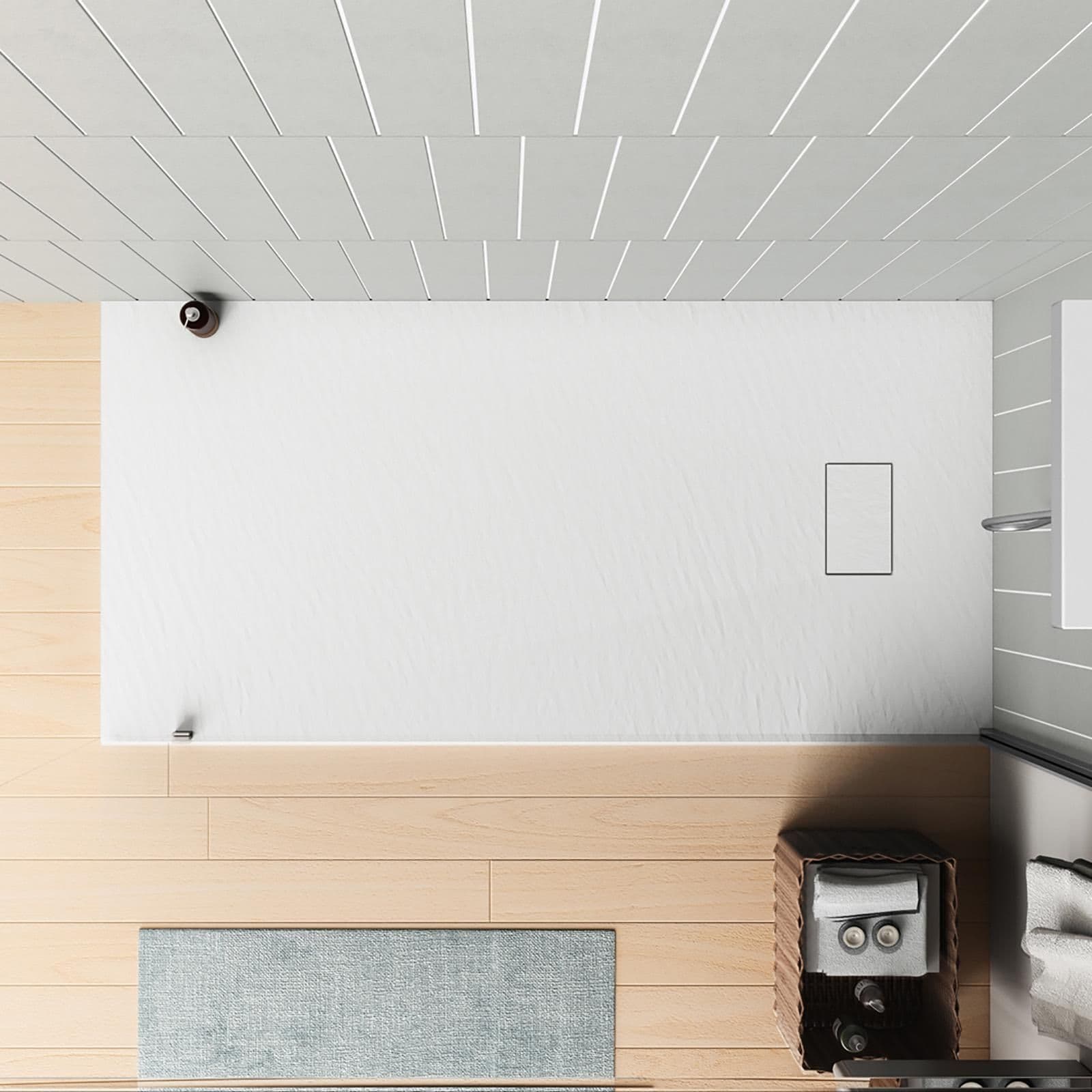 Piatto doccia 180x90 cm ultraslim riducibile bianco effetto pietra - Rok