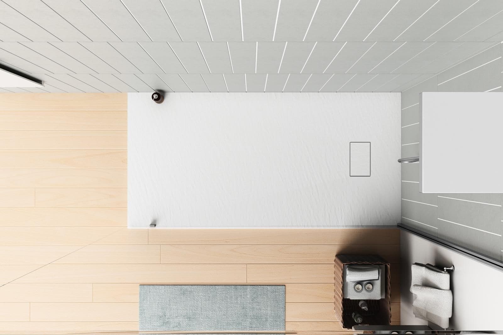 Piatto doccia 180x90 cm ultraslim riducibile bianco effetto pietra - Rok