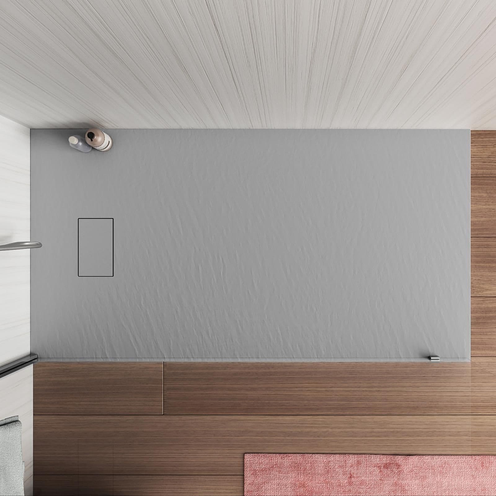 Piatto doccia 140x80 cm ultraslim riducibile grigio effetto pietra - Rok