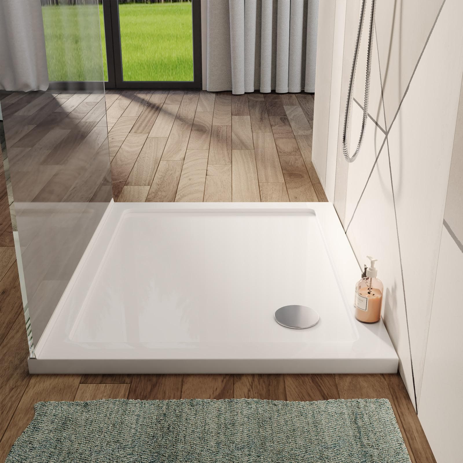 Piatto doccia 90x100 cm ultrapiatto altezza 3,5 cm in policril - Prist