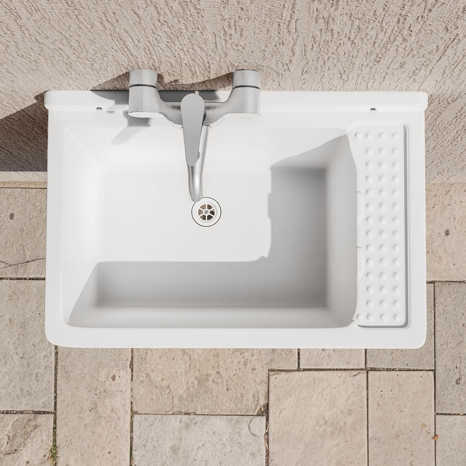 Pilozza da esterno 51,5 x 34 cm in polipropilene con kit d'installazione sifone e troppopieno
