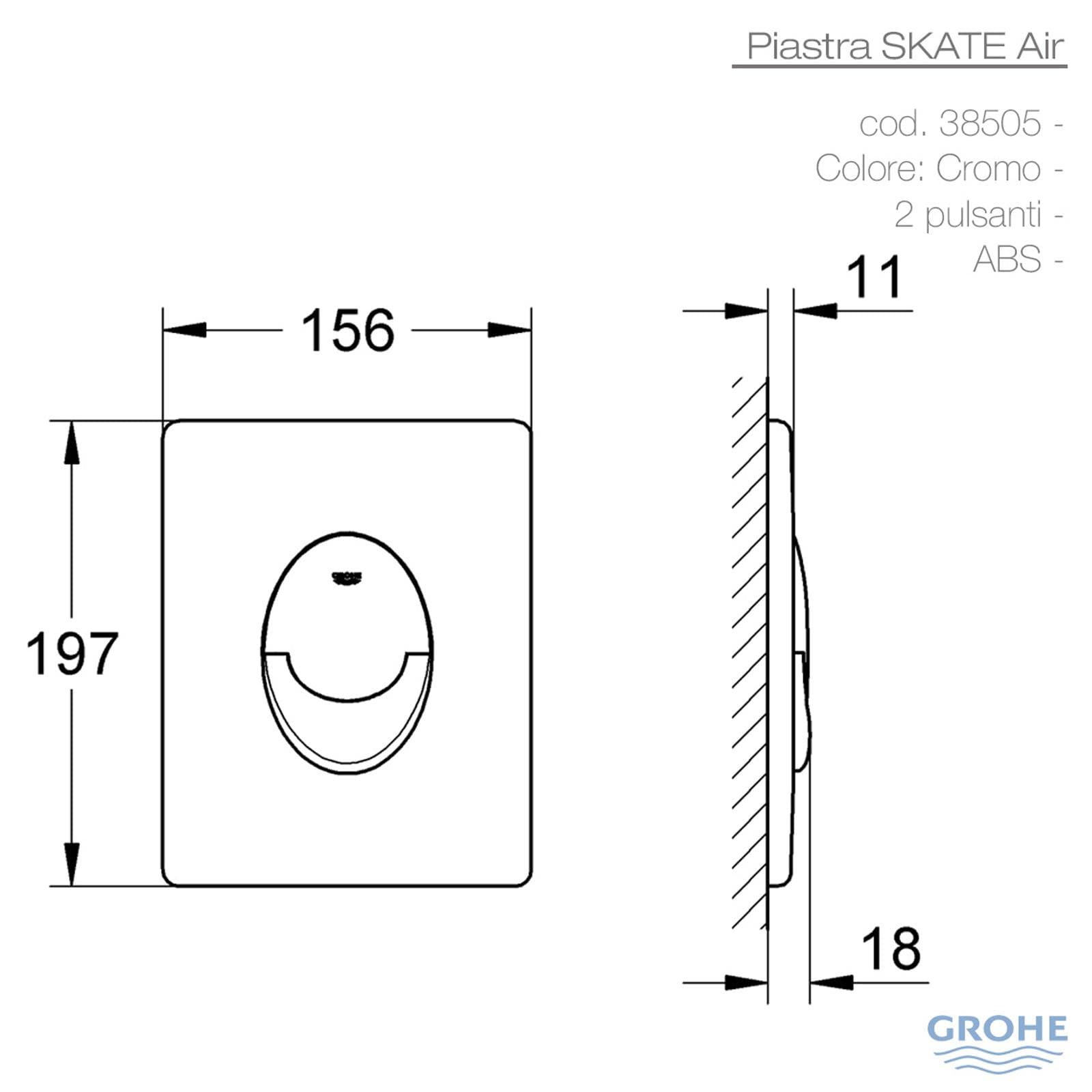 Placca di azionamento Grohe Skate bianca per cassette da incasso