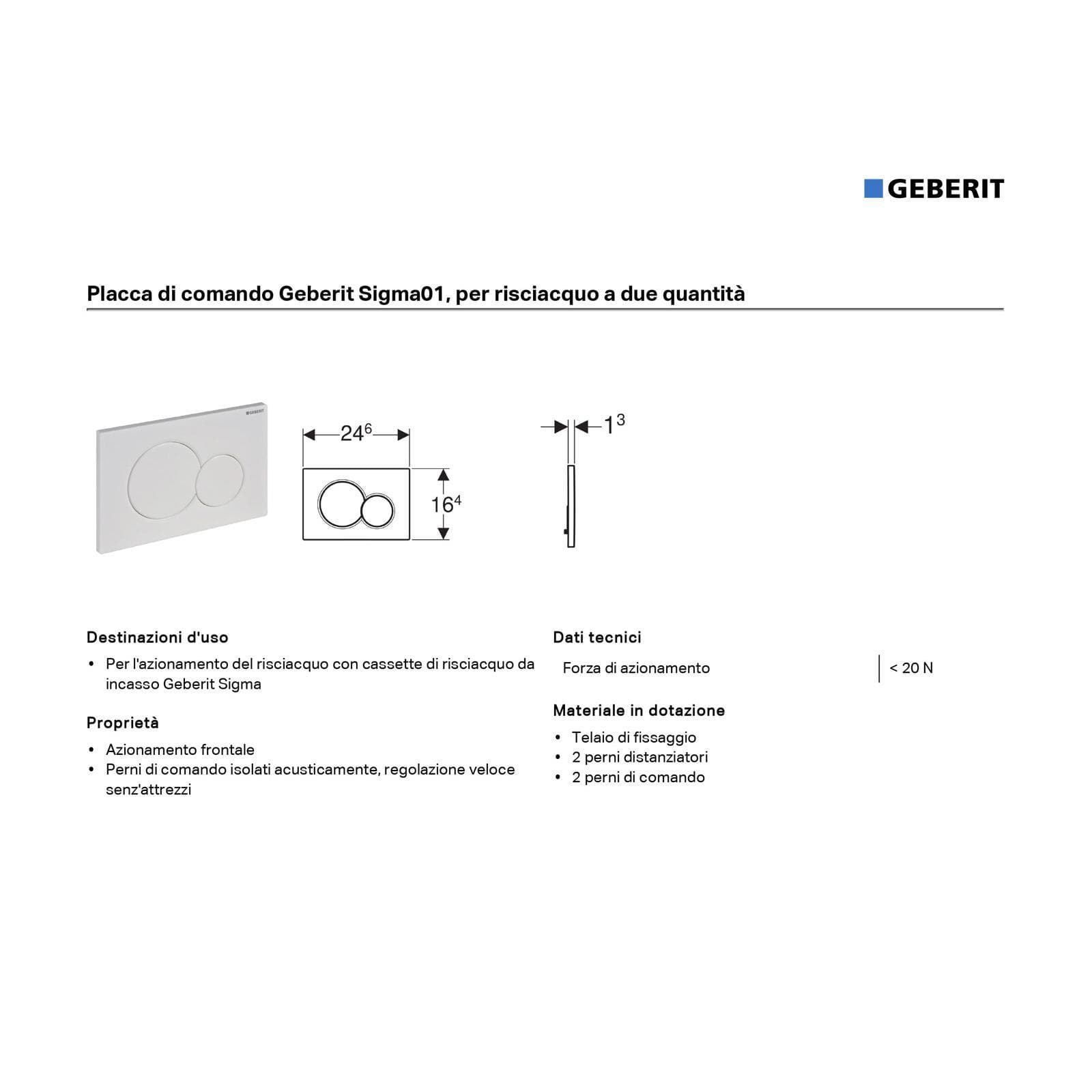 Placca di comando ottone lucido per cassette di scarico Geberit Sigma 8 - Sigma01 Round