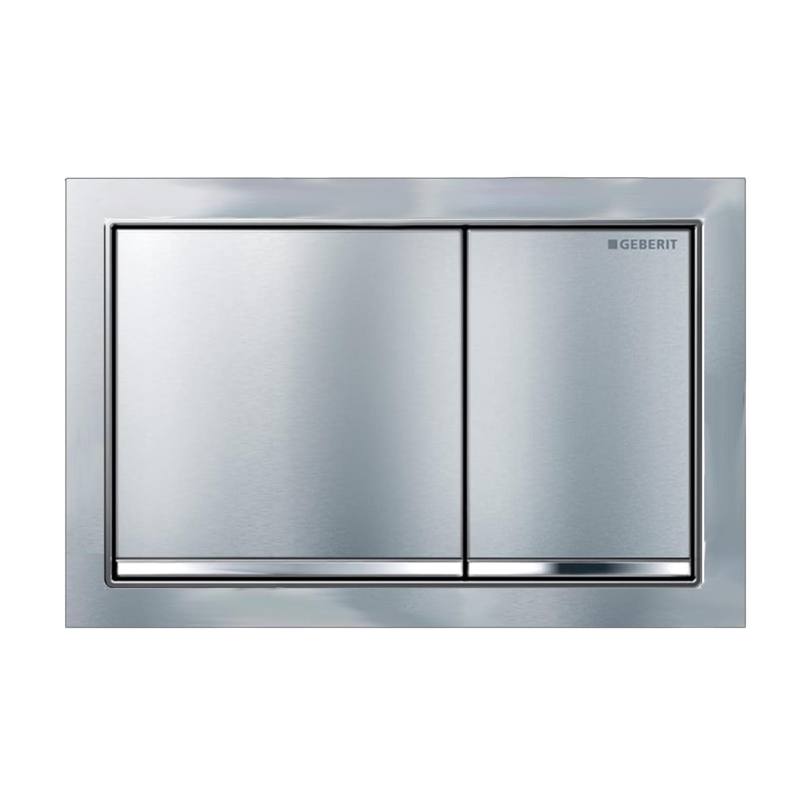 Placca doppio tasto filo parete + cornice Geberit Omega60 cromo spazzolato