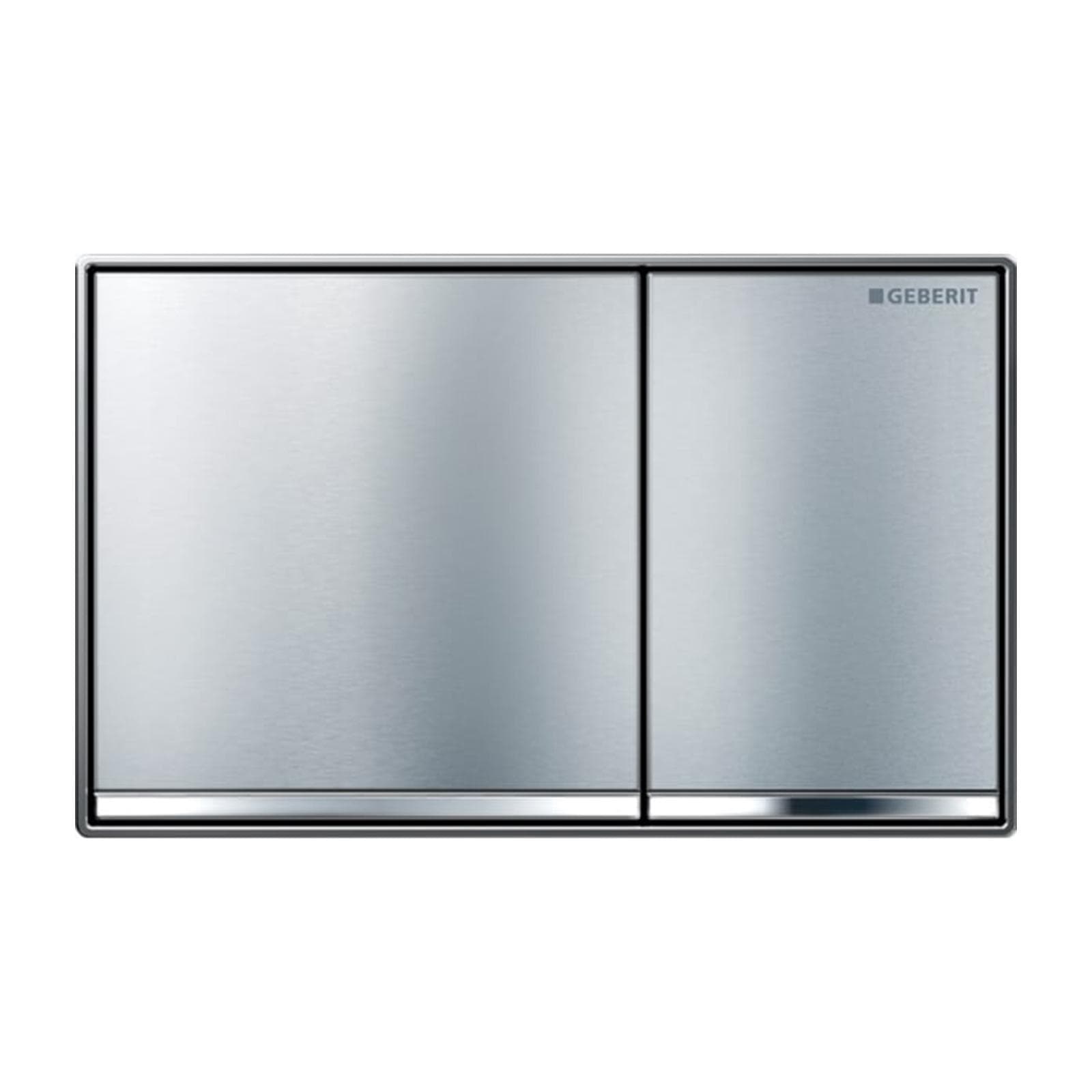 Placca doppio tasto filo parete + cornice Geberit Omega60 cromo spazzolato