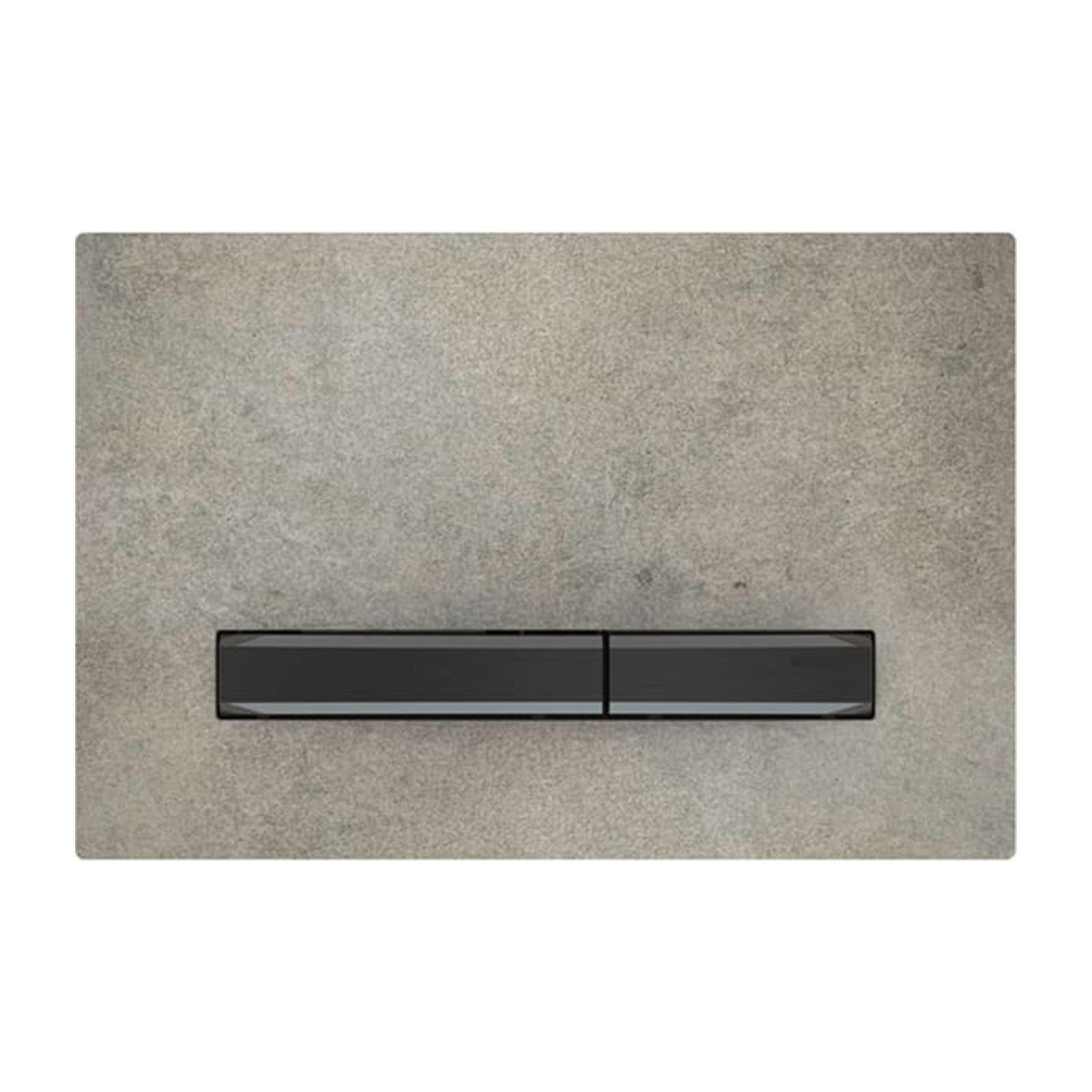 Placca doppio tasto Geberit ceramica effetto cemento-nero cromo - Sigma50 square