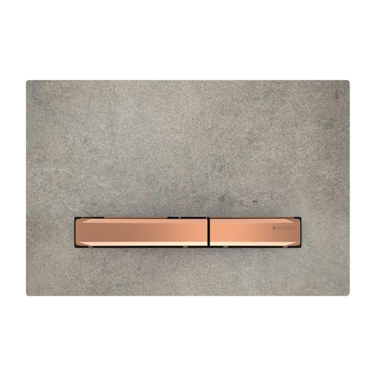 Placca doppio tasto Geberit ceramica effetto cemento-oro rosso - Sigma50 square