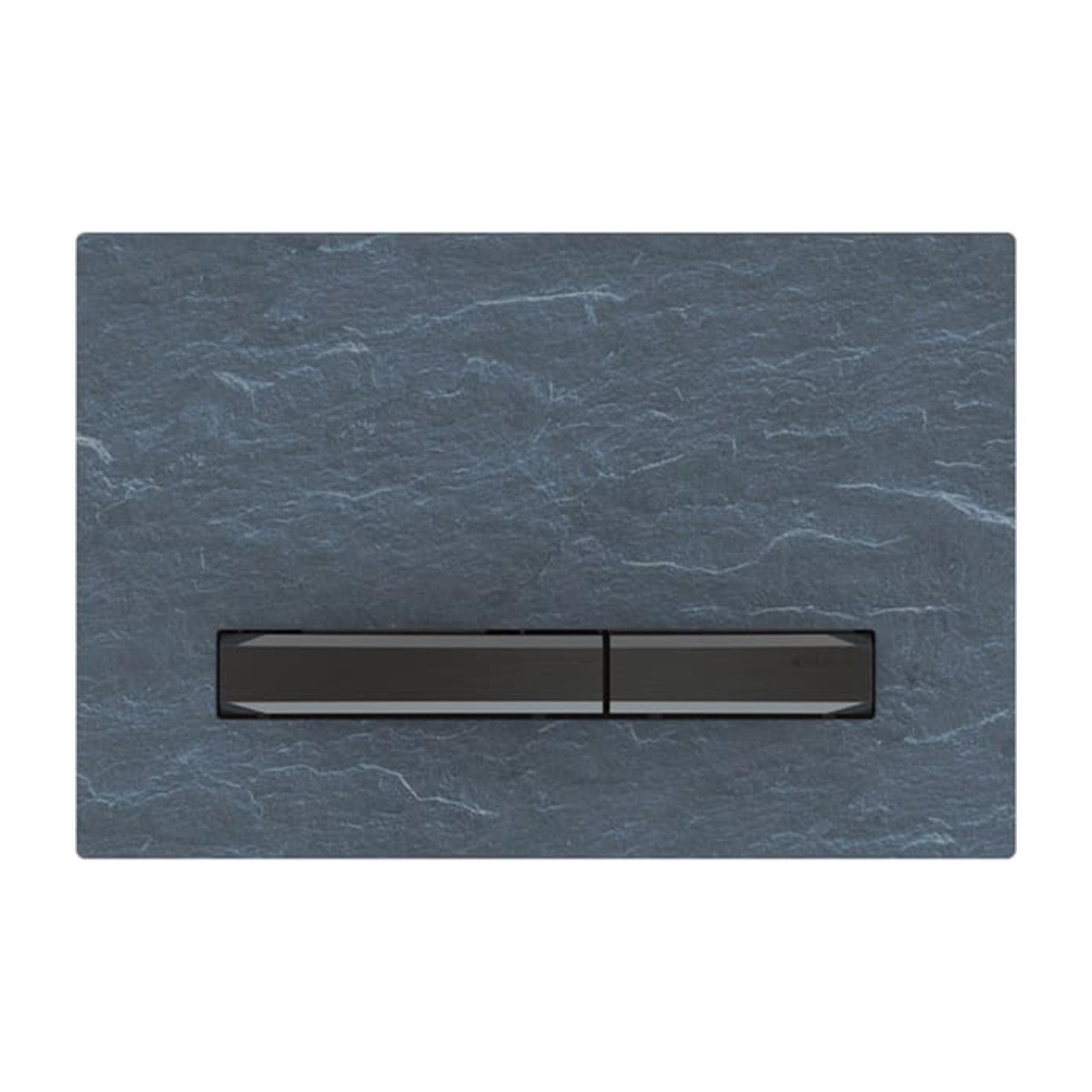Placca doppio tasto Geberit pietra naturale-nero cromo - Sigma50 square