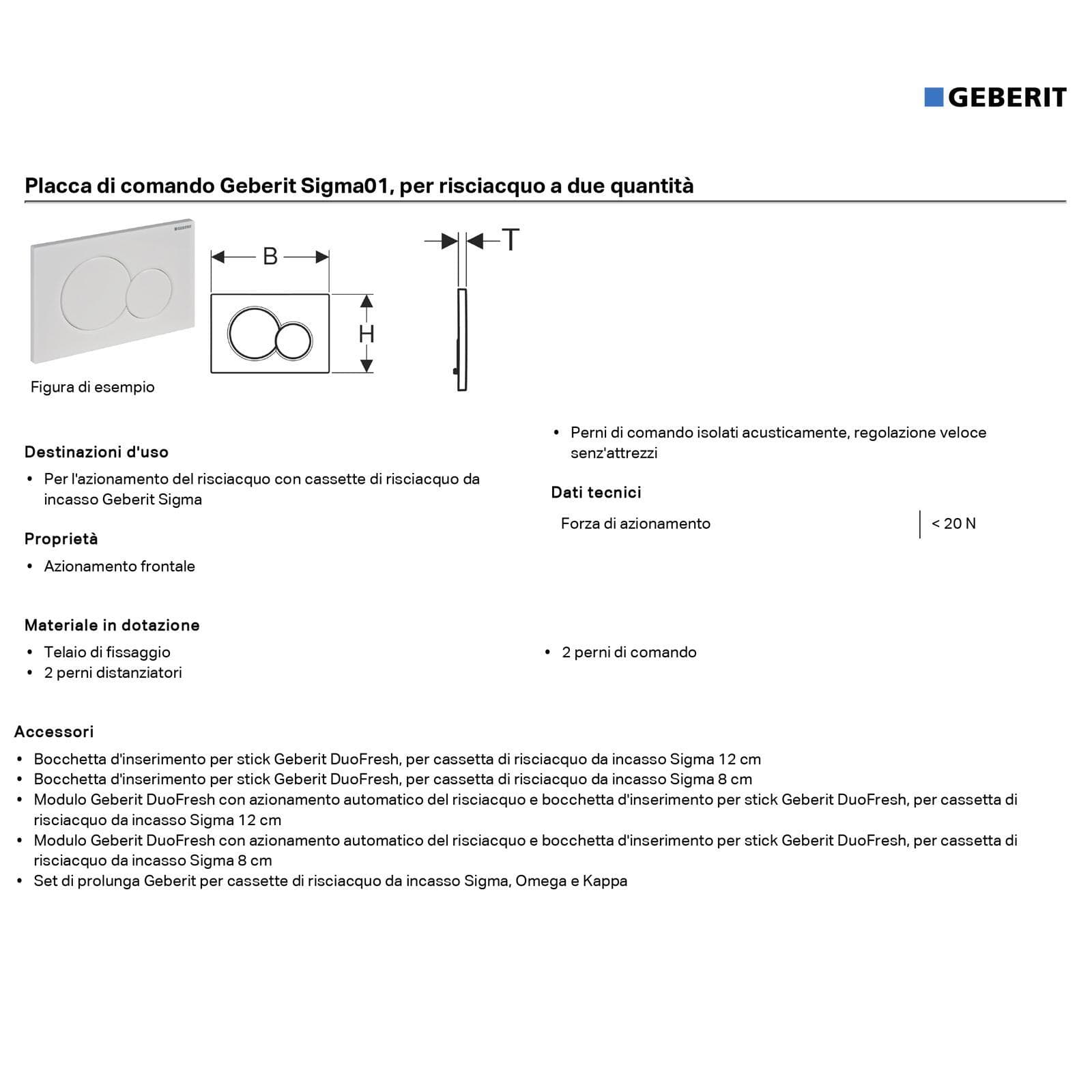 Placca doppio tasto Geberit satinato-cromato - Sigma01 Round